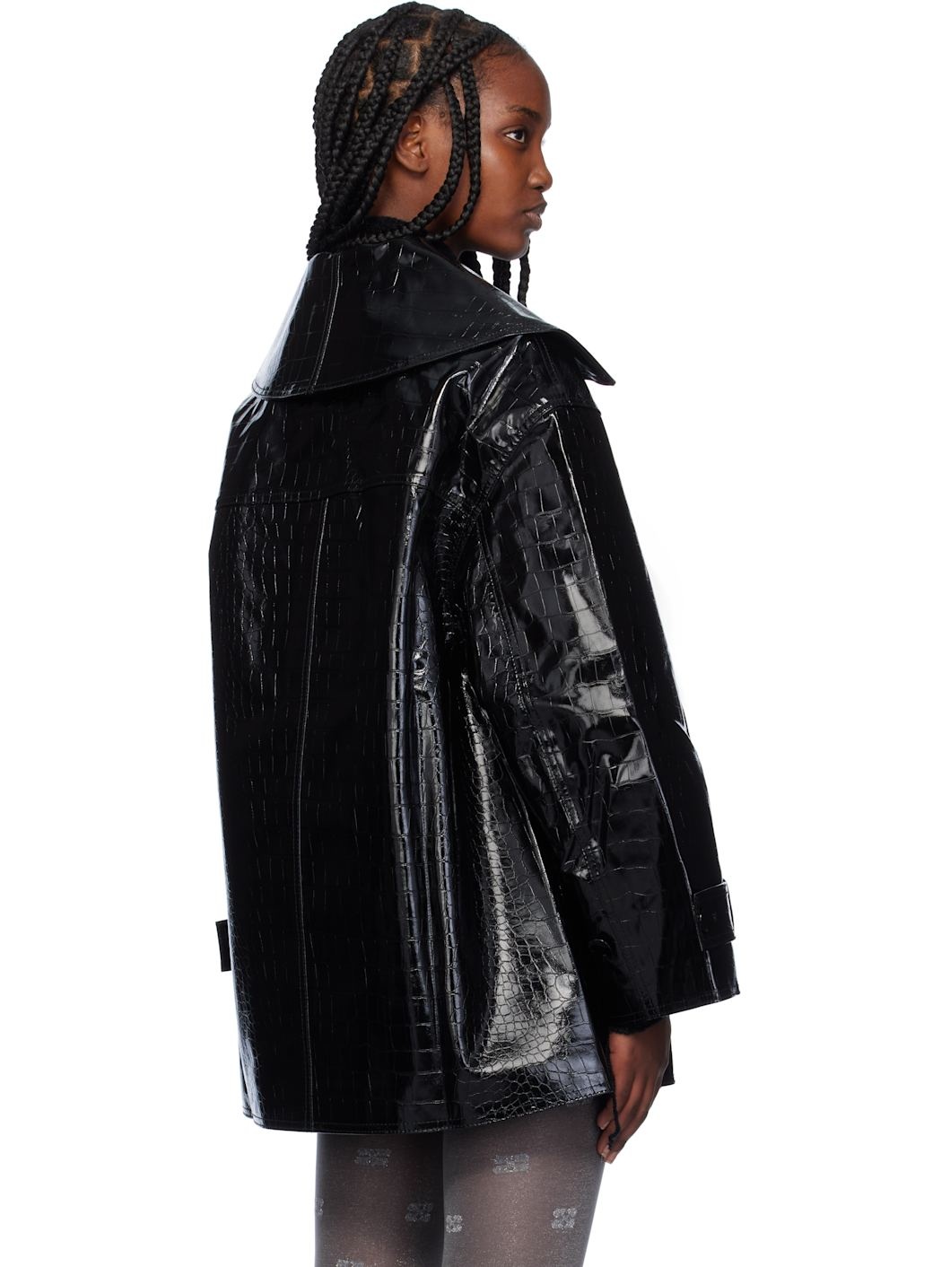 Black Future Coated Faux-Leather Blazer - 3