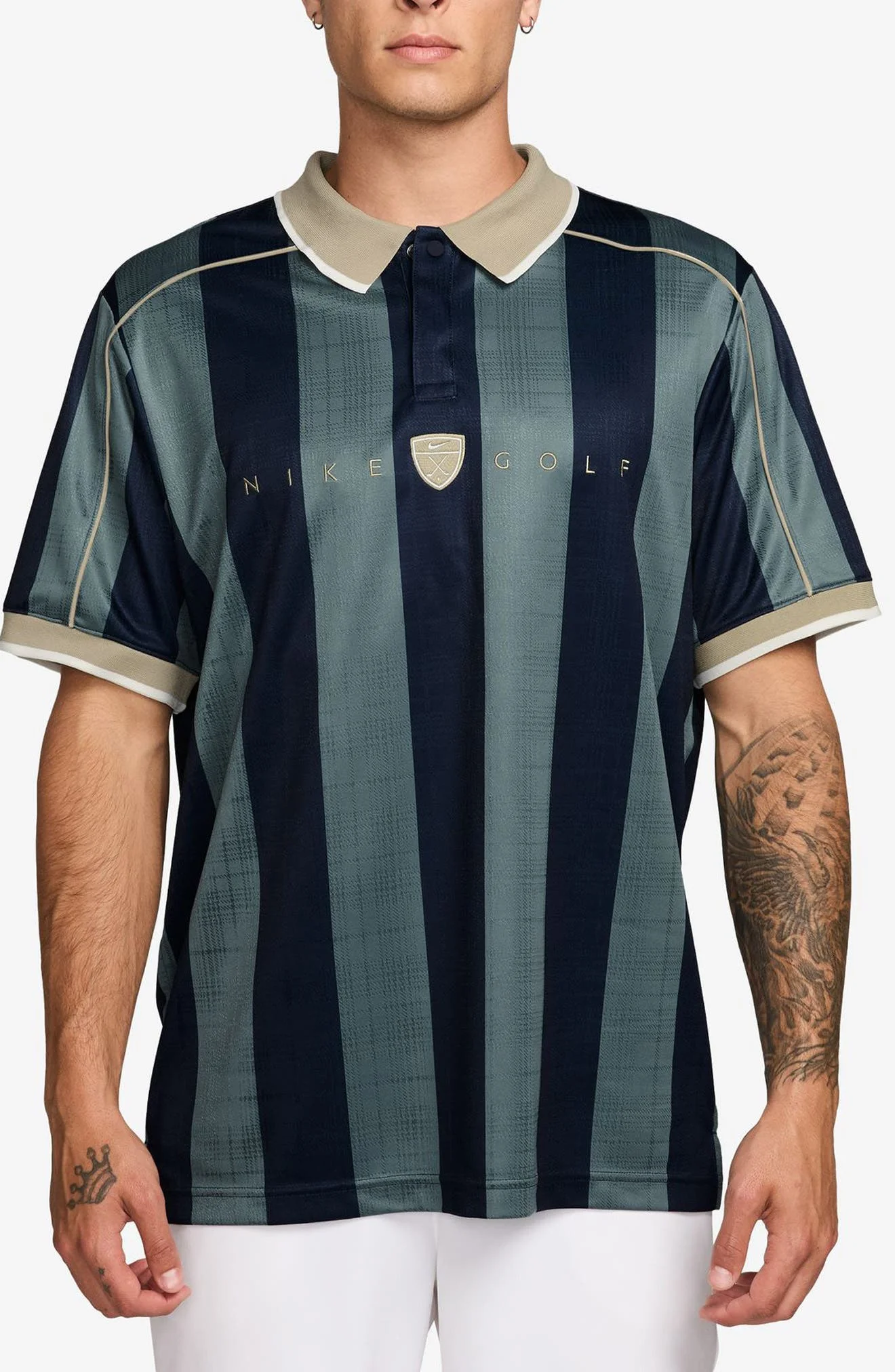 Nike Stripe Short Sleeve Polo in Mineral Slate/Limestone at Nordstrom - 1