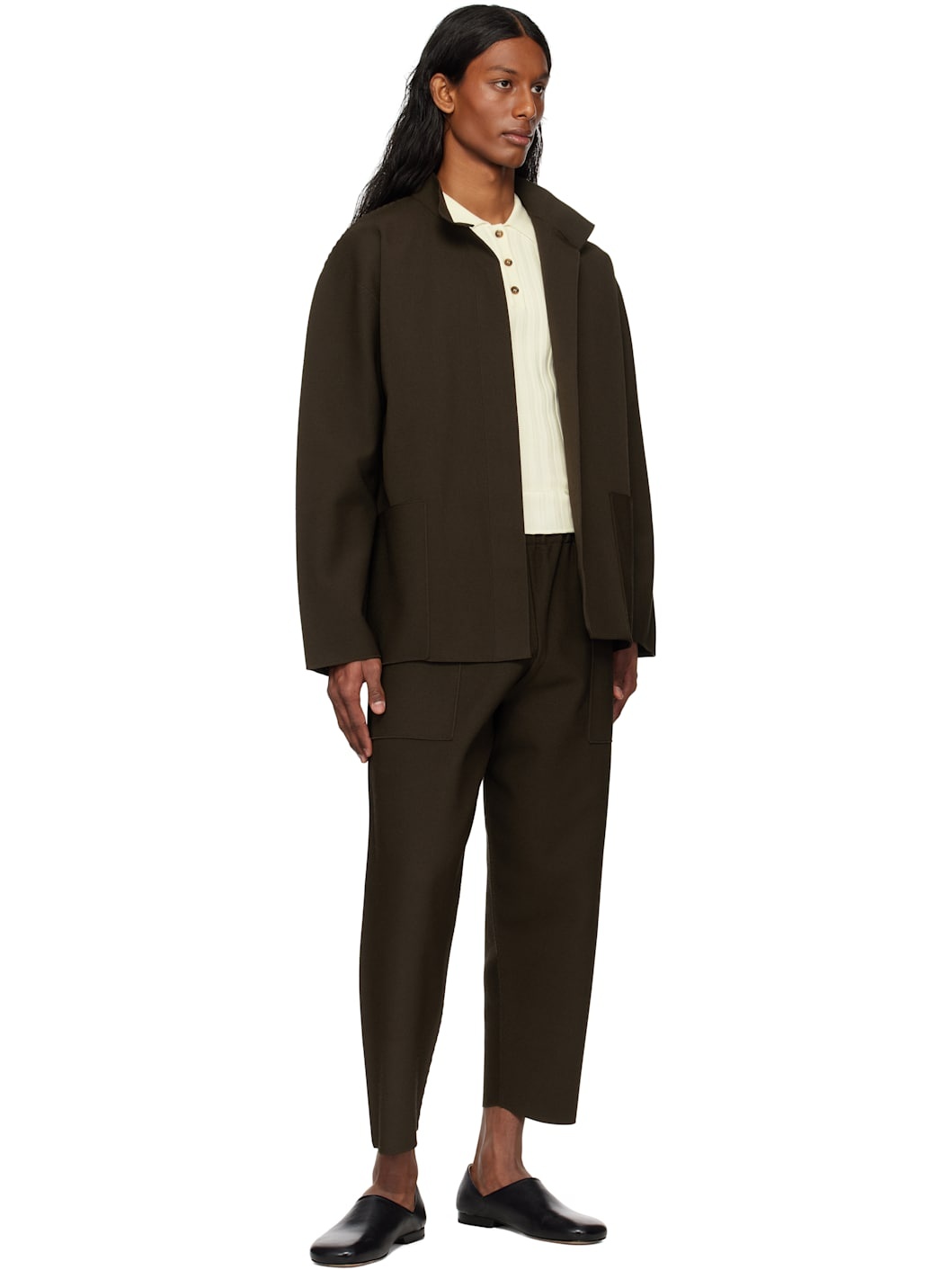 Brown Inlaid Knit Sweatpants - 4
