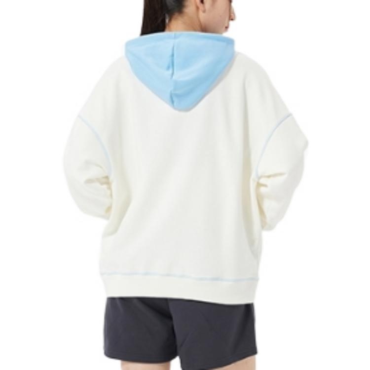 (WMNS) New Balance Lifestyle Fashion Hoodie 'White Blue' AWT23342-CIC - 4