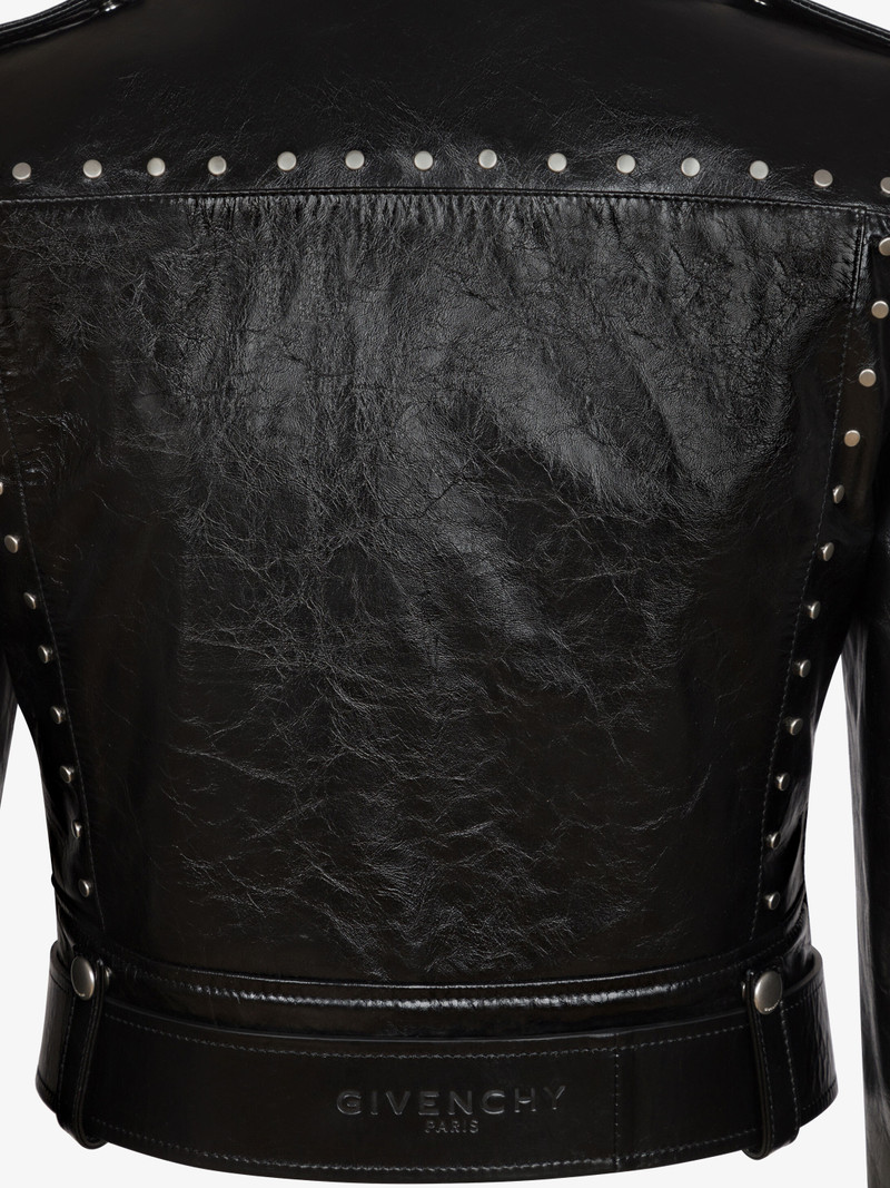 Studded biker jacket in leather 7