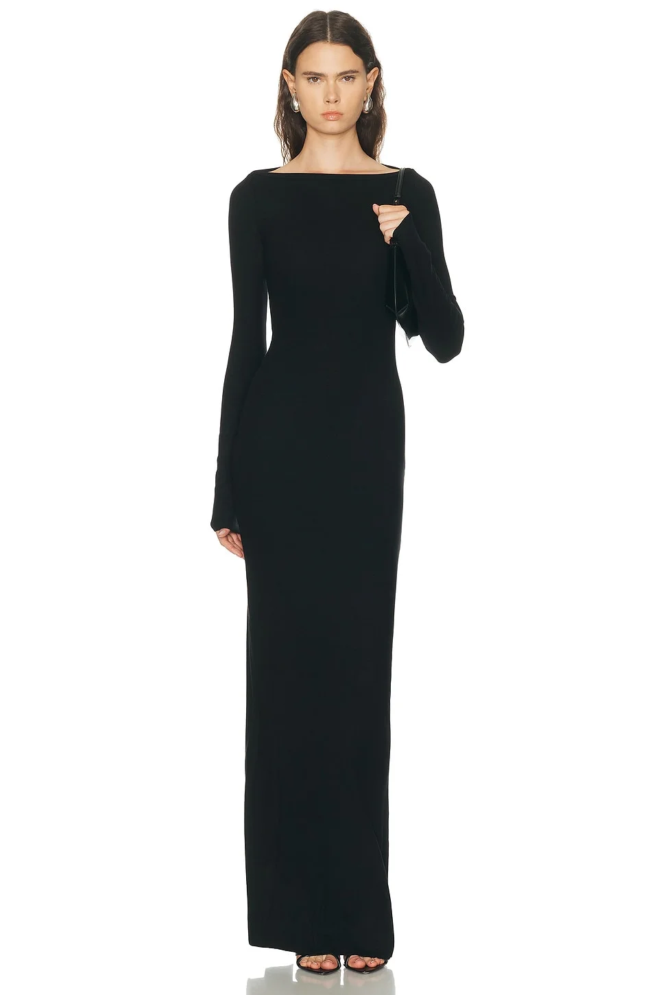 Long Sleeve Boatneck Maxi Dress - 1