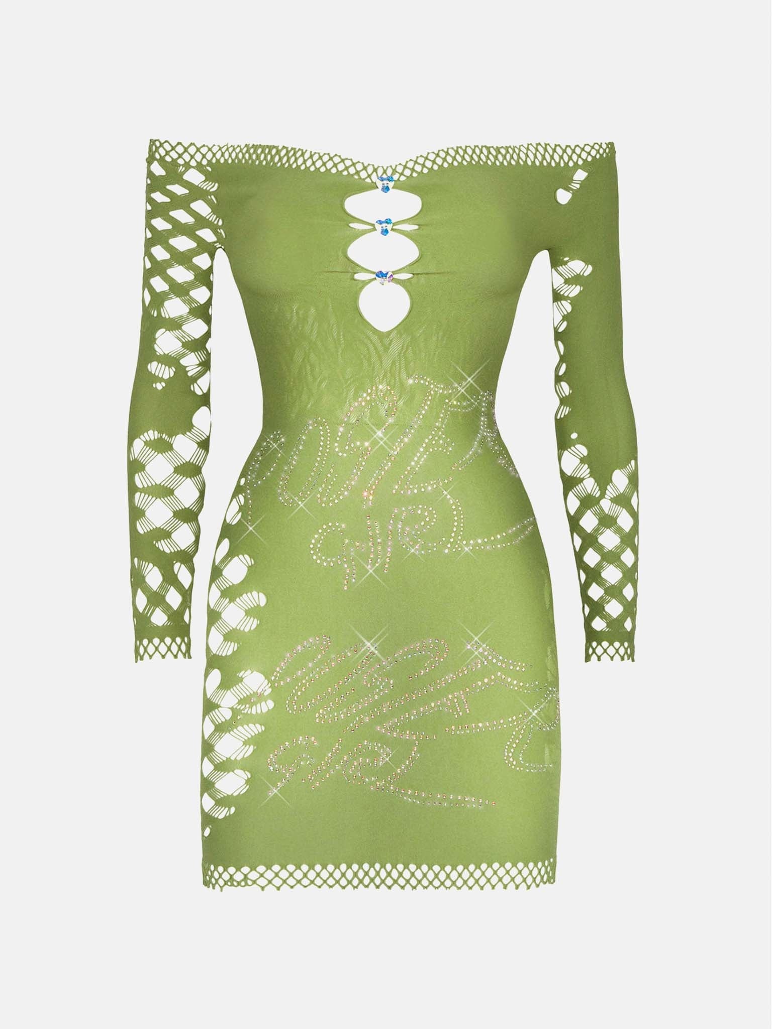 COCO DRESS LONG SLEEVE IN SATIVA GREEN - 1