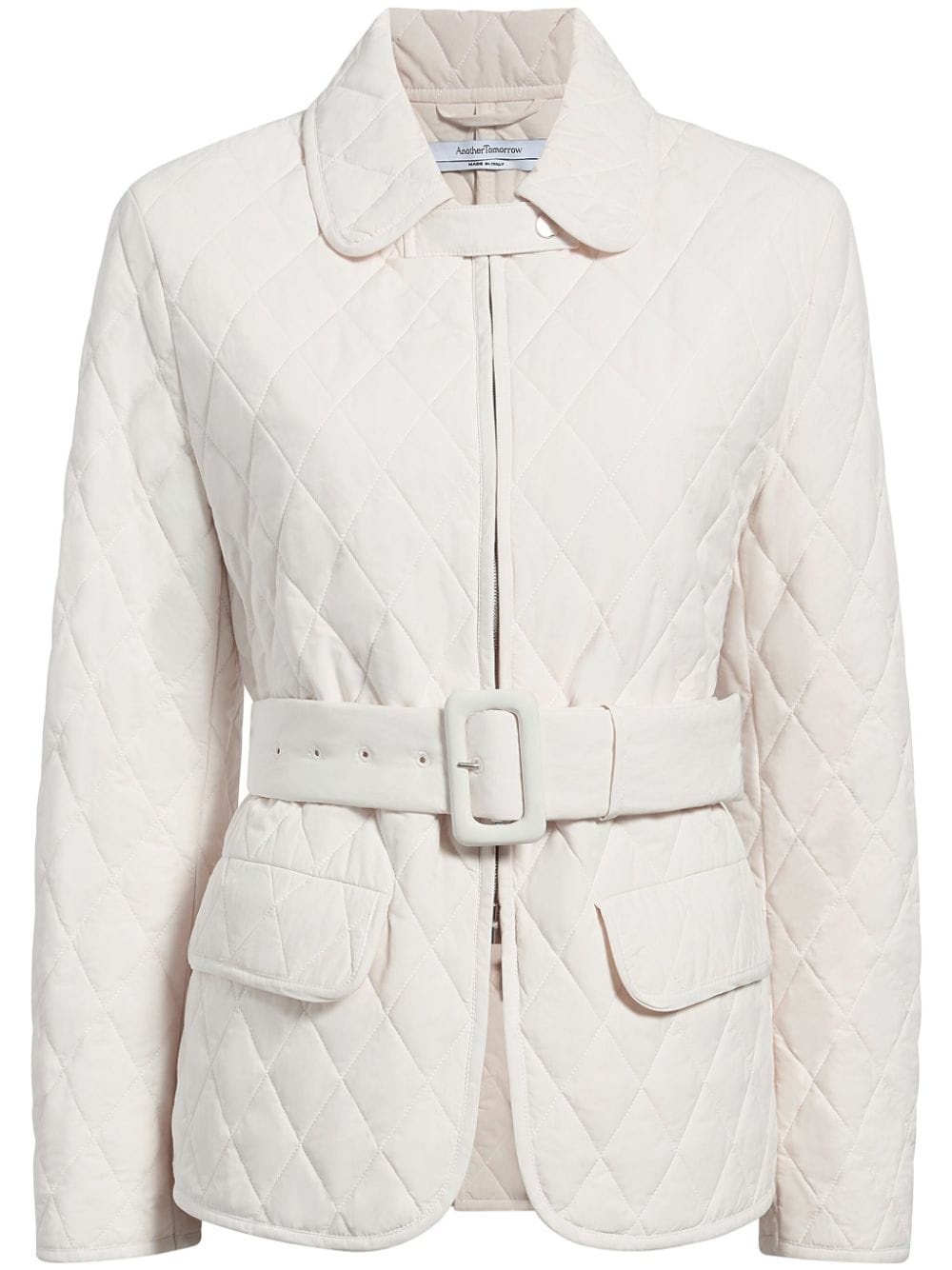diamond-quilted belted puffer jacket - 1
