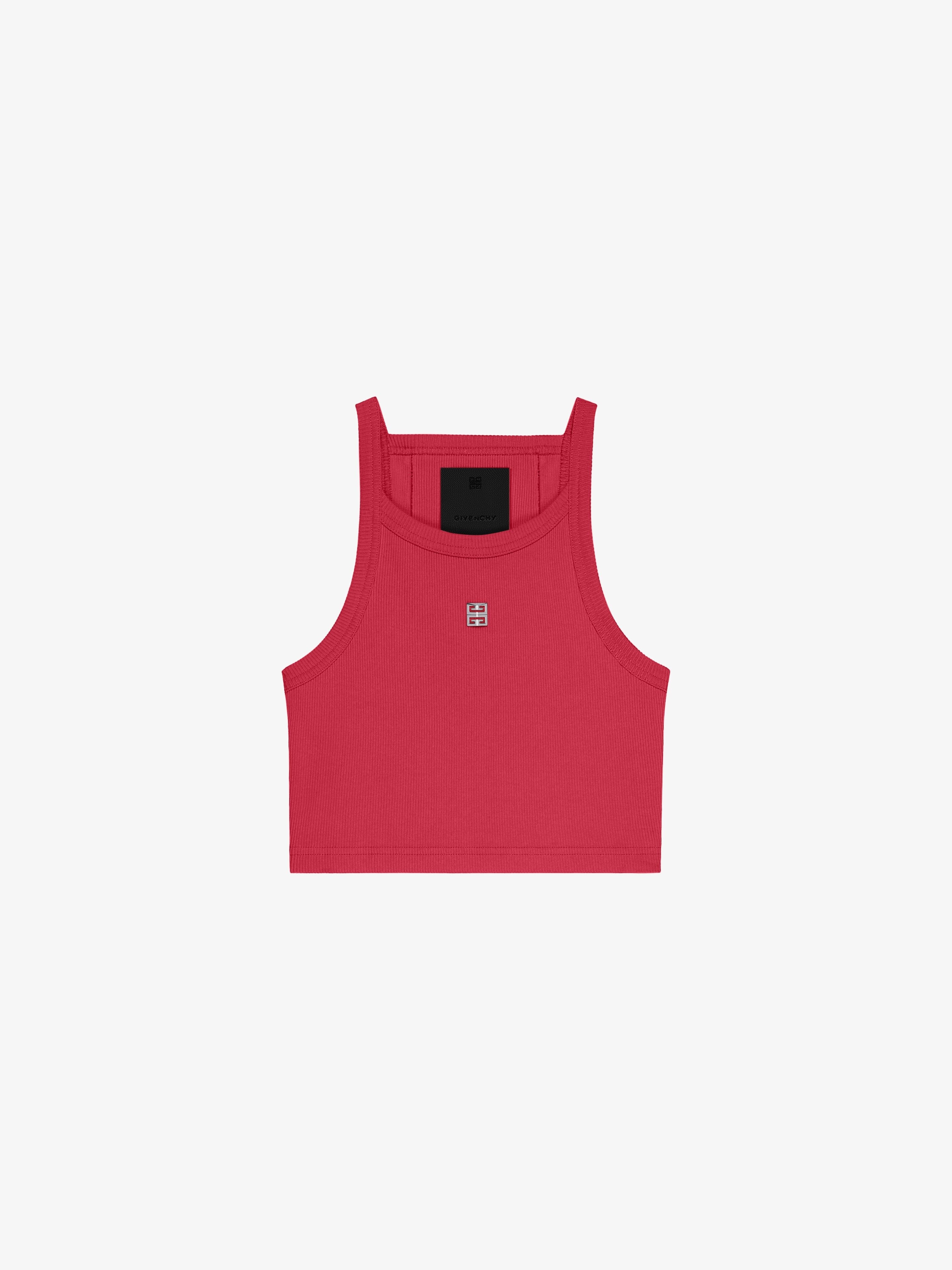 CROPPED TANK TOP IN COTTON WITH 4G DETAIL - 1