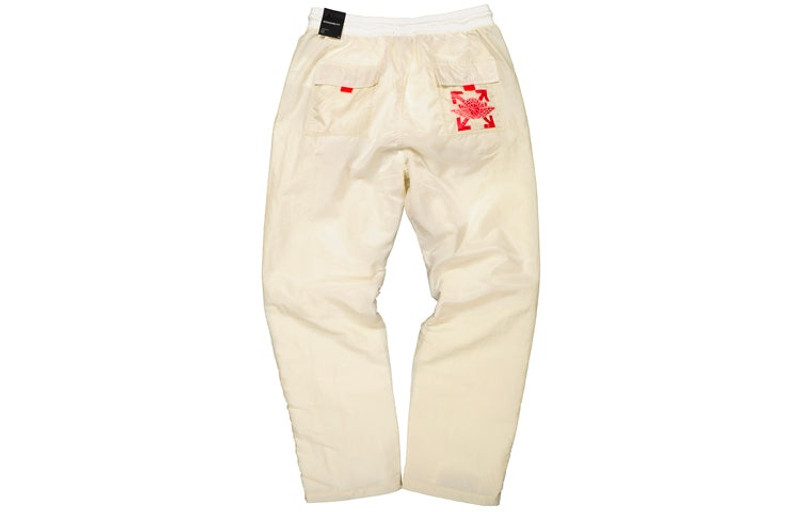 Off-White Air Jordan x Off-White Logo Printing Sports Long Pants 'Cream White' DB4250-233 outlook