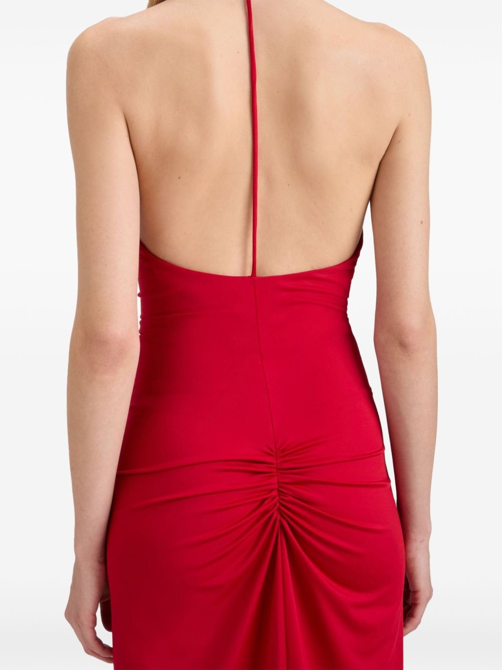 V-neck ruched midi dress - 4