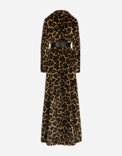 Dolce & Gabbana Long leopard-print faux fur coat outlook