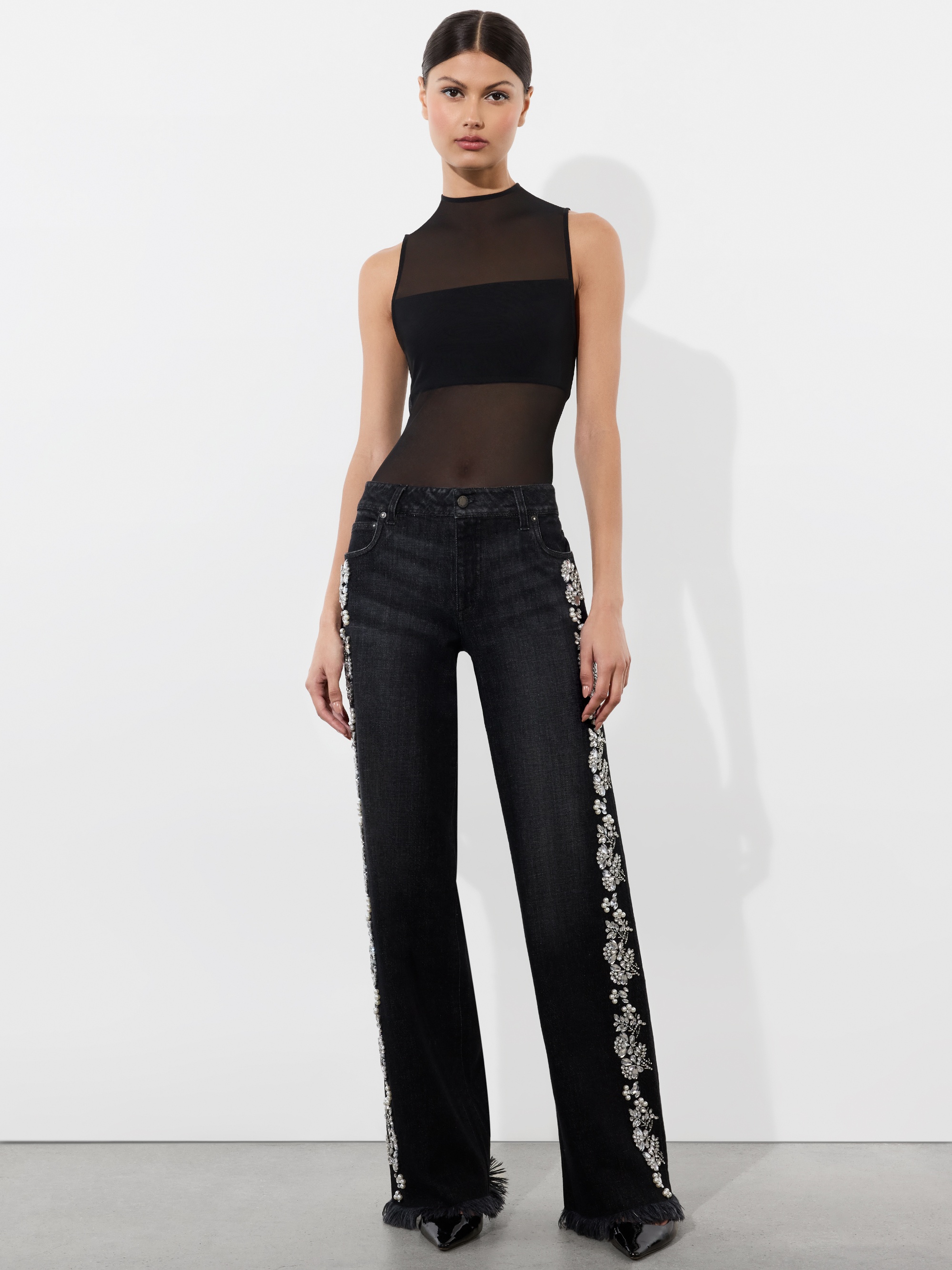 ROXIE EMBELLISHED LOW RISE STRAIGHT FLARE JEAN - 3