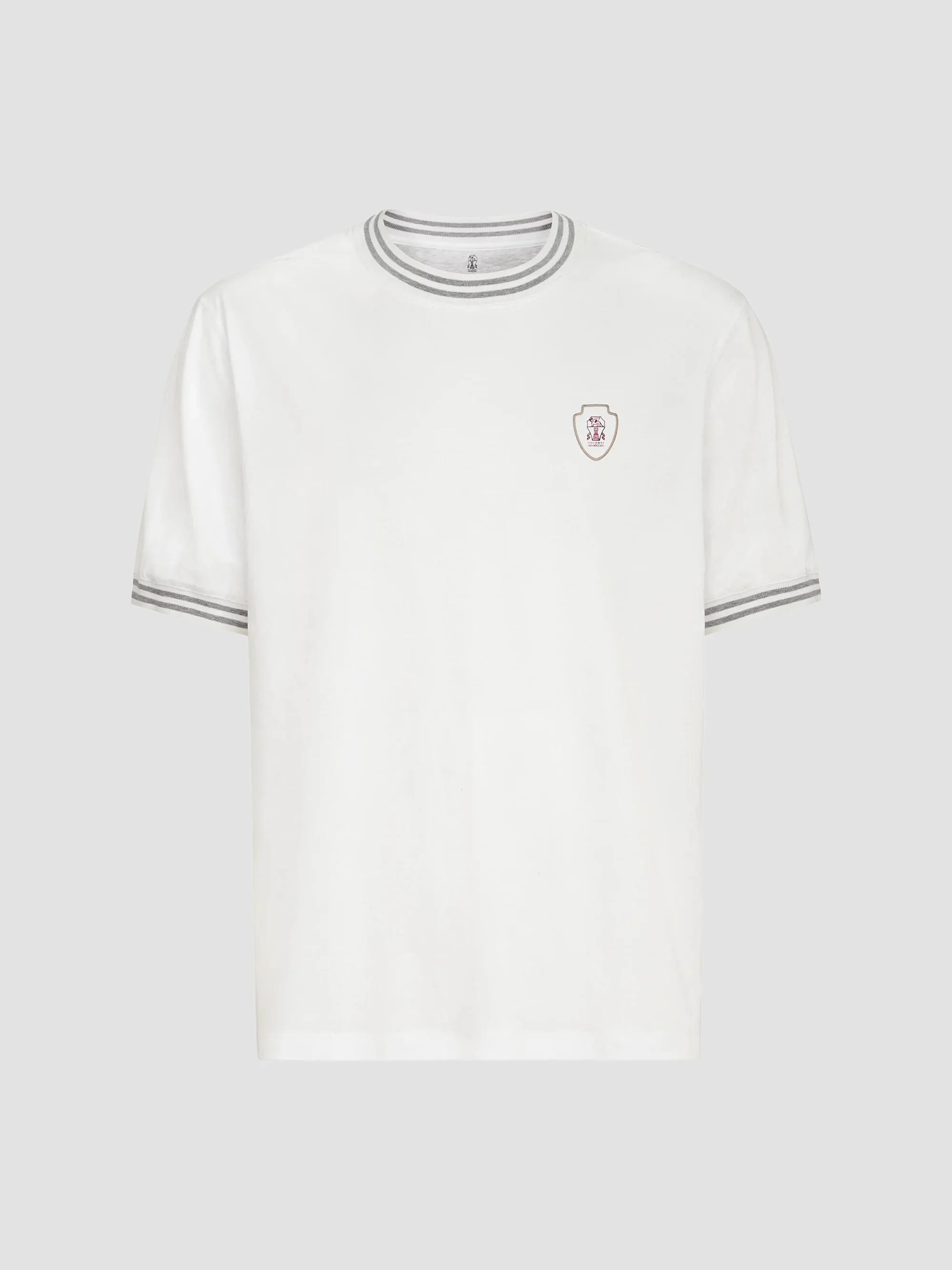 Men's Cotton Jersey Crew Neck T-Shirt with Logo - White - 1