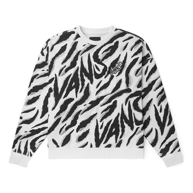 Vans Tiger Stripes Pattern Round Neck Pullover White Black VN0002BPYM8 - 1