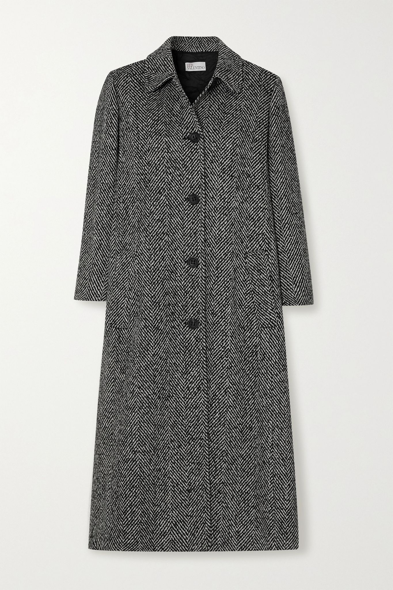 Pleated herringbone tweed coat - 1