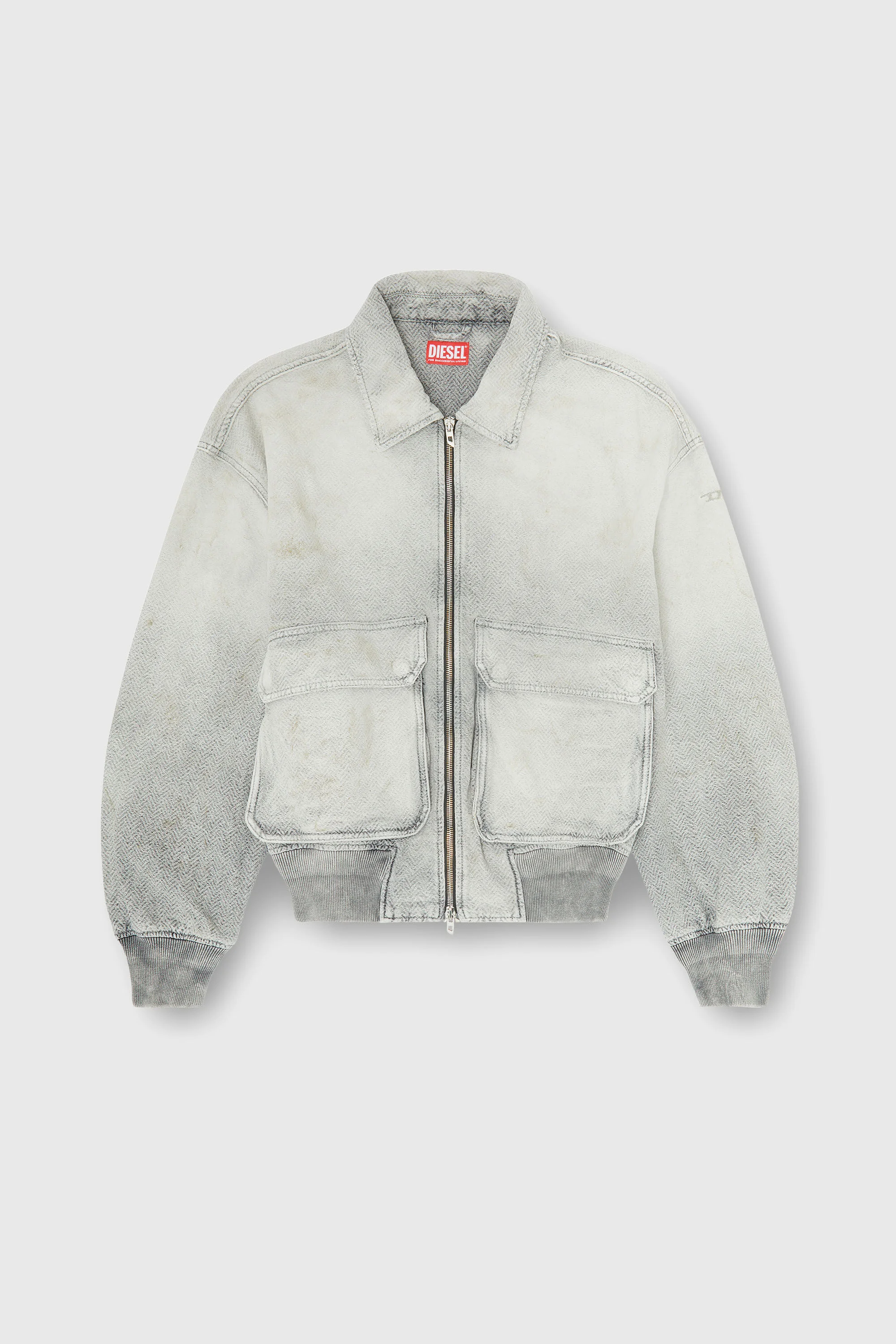 JACKET IN DISTRESSED HERRINGBONE DENIM - 1