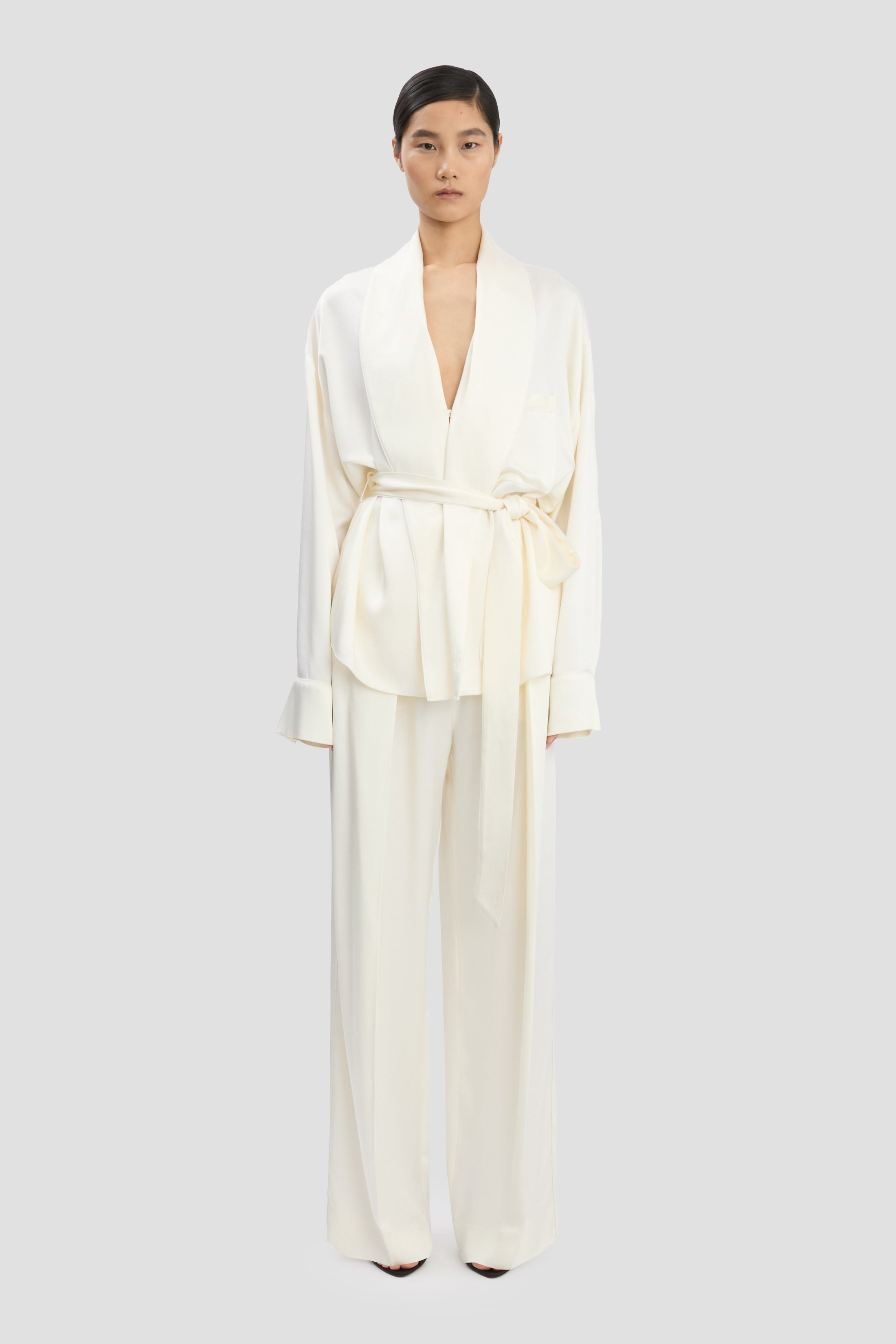 Pyjama Wrap Blouse In Ivory - 2
