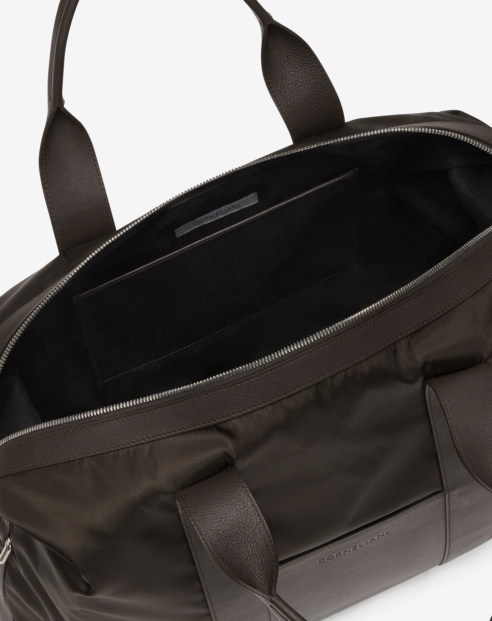 Brown nylon and leather travel bag - 4