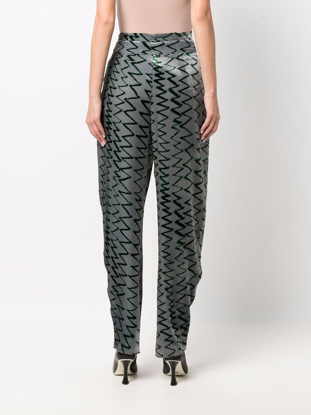 zigzag-embroidered trousers - 4