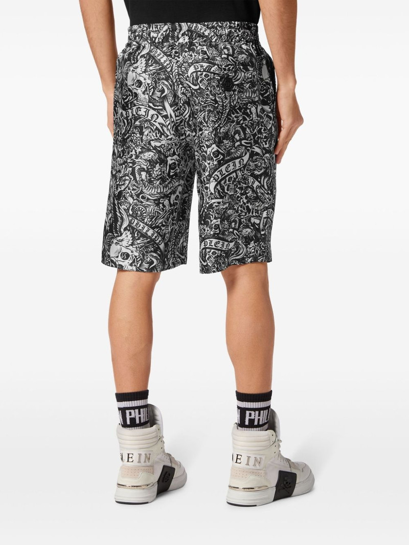 tattoo-print silk shorts 4