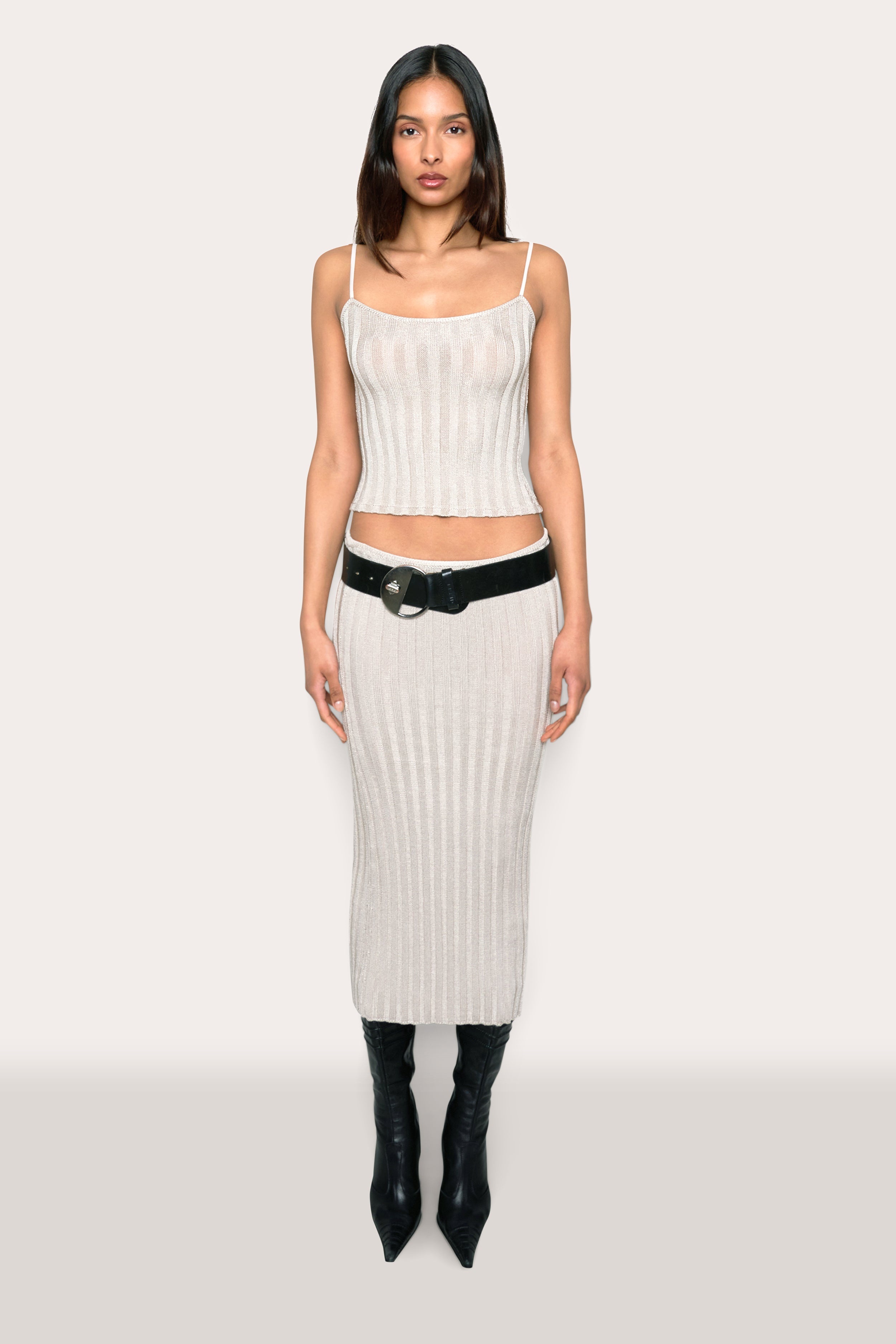 SLINKY RIB KNIT MIDI SKIRT - 5