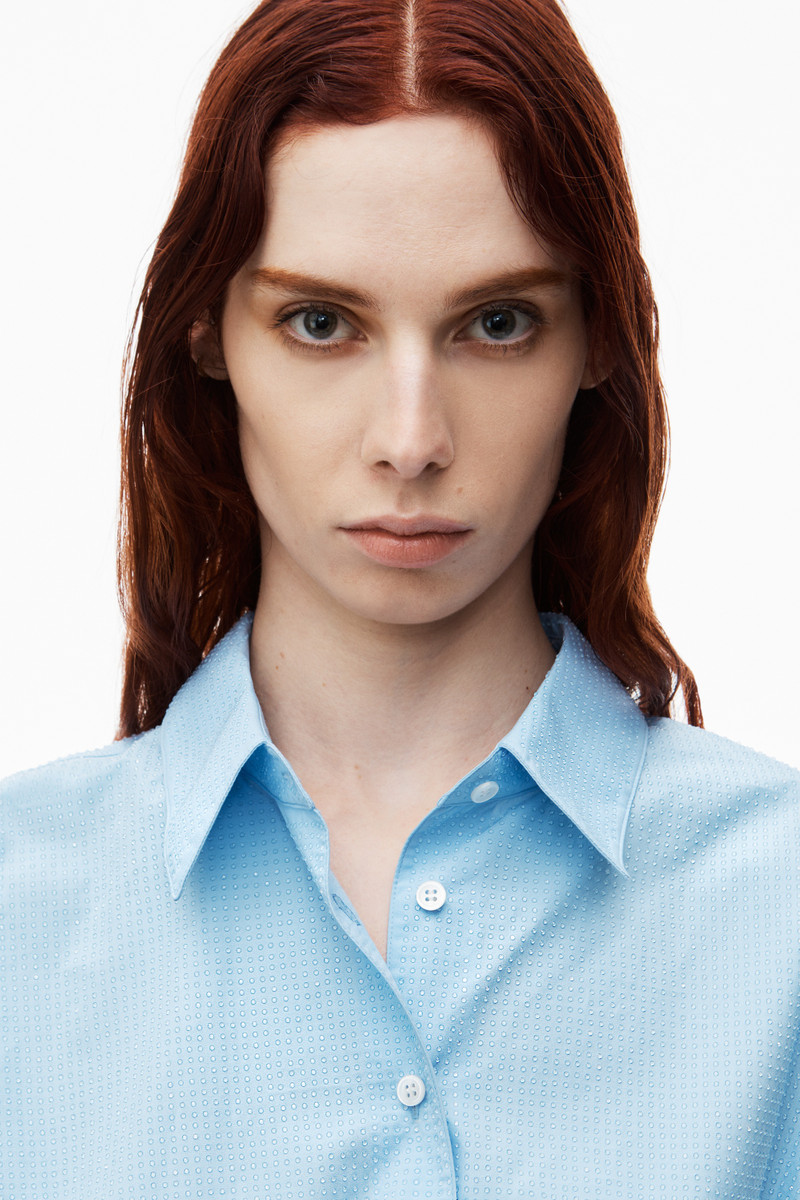 Cropped Drawstring Blouse in Cotton & Crystal Hotfix 4