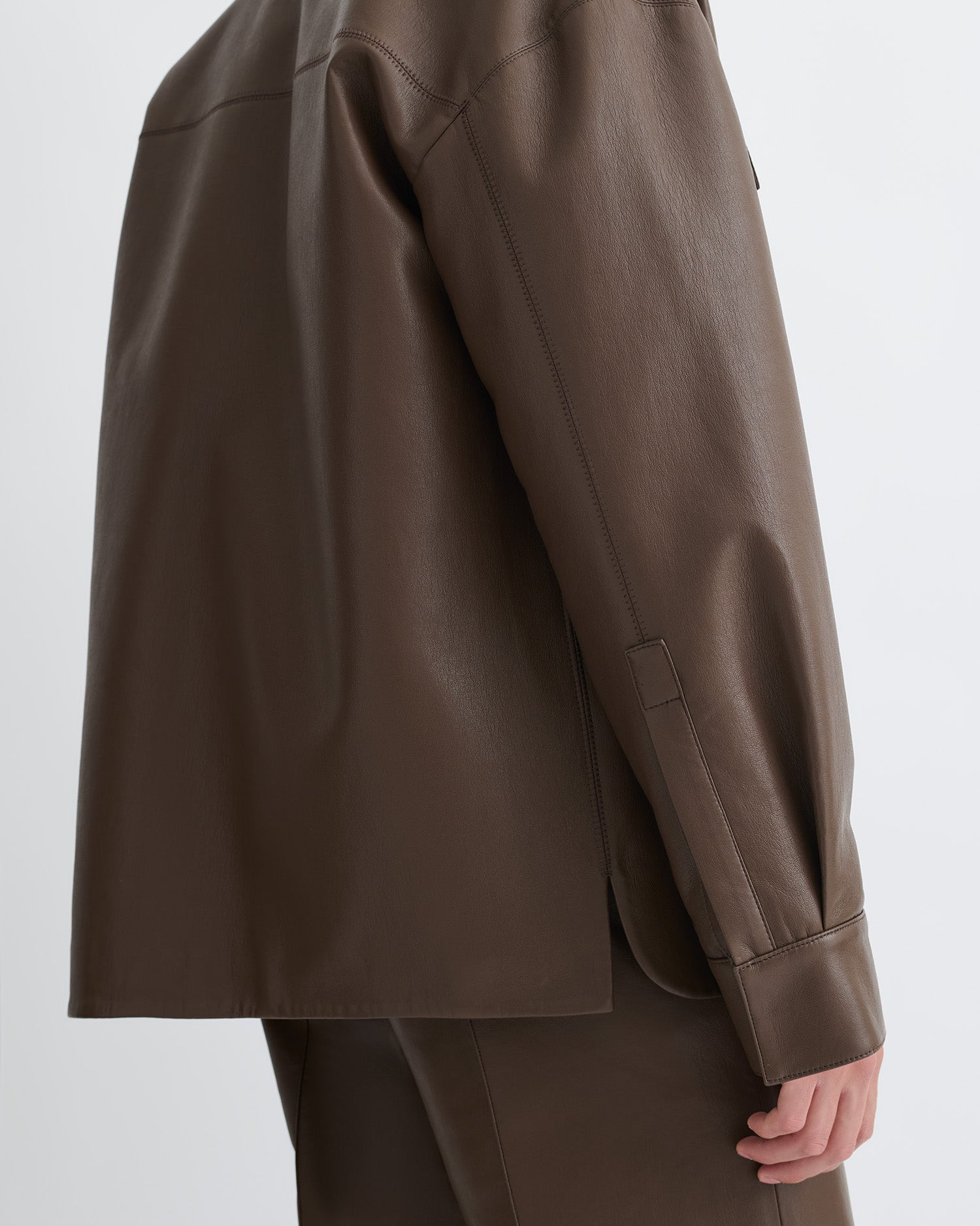 Regenerated Leather Shirt Jacket - 4
