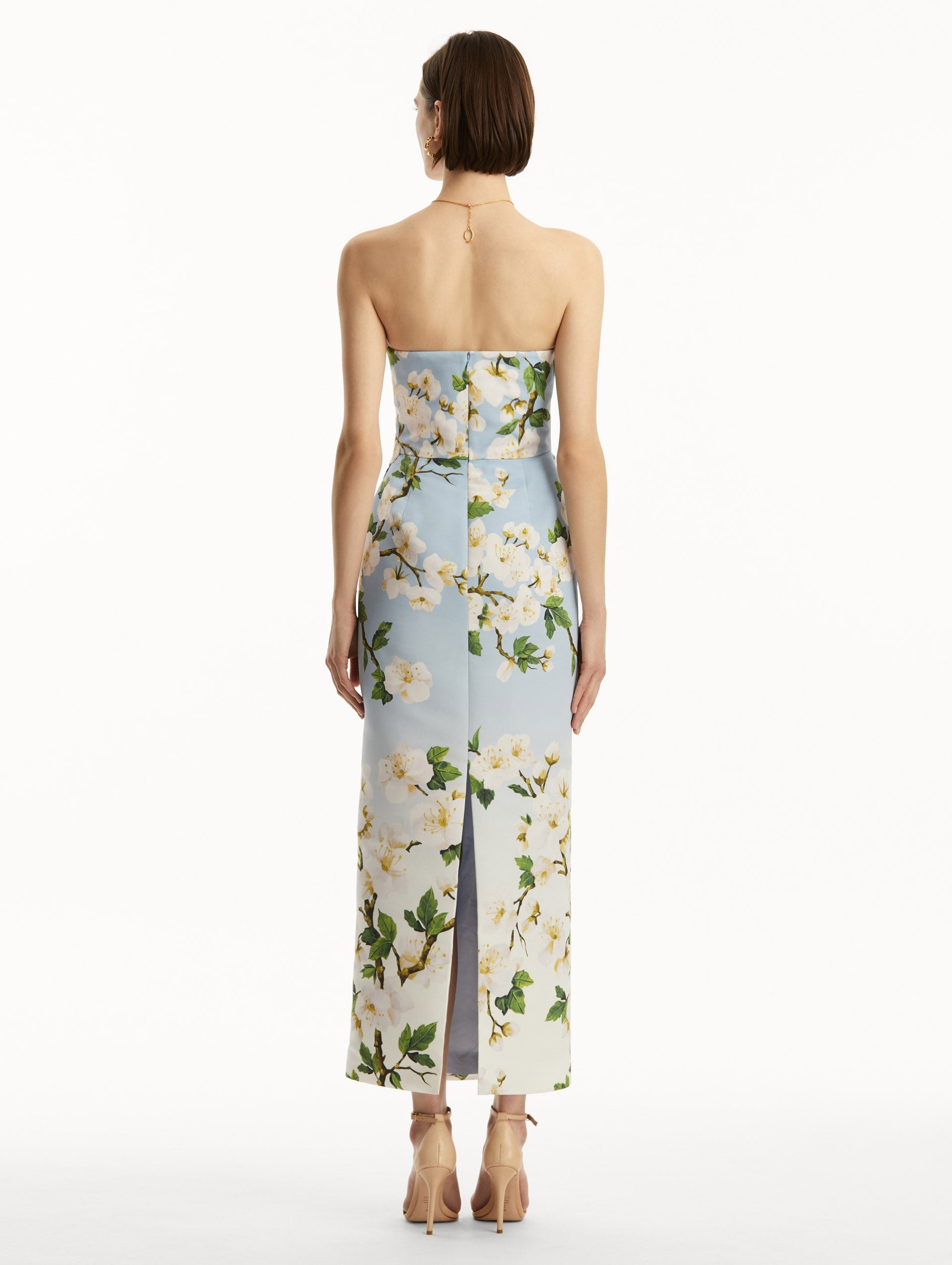 OMBRÉ CHERRY BLOSSOM STRAPLESS GOWN - 3