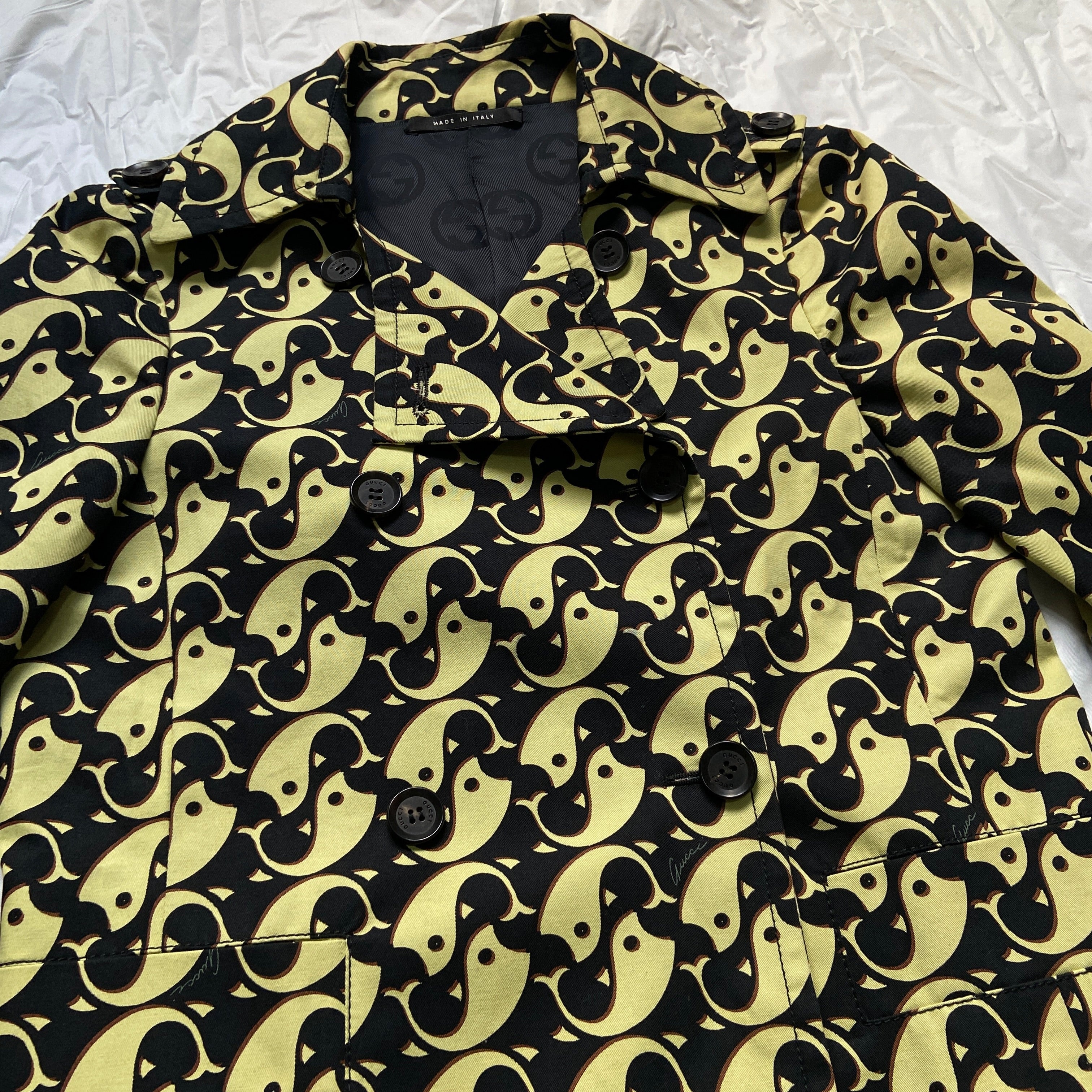 Gucci 2006 fish monogram cropped double-breasted military coat jacket 40 - 6