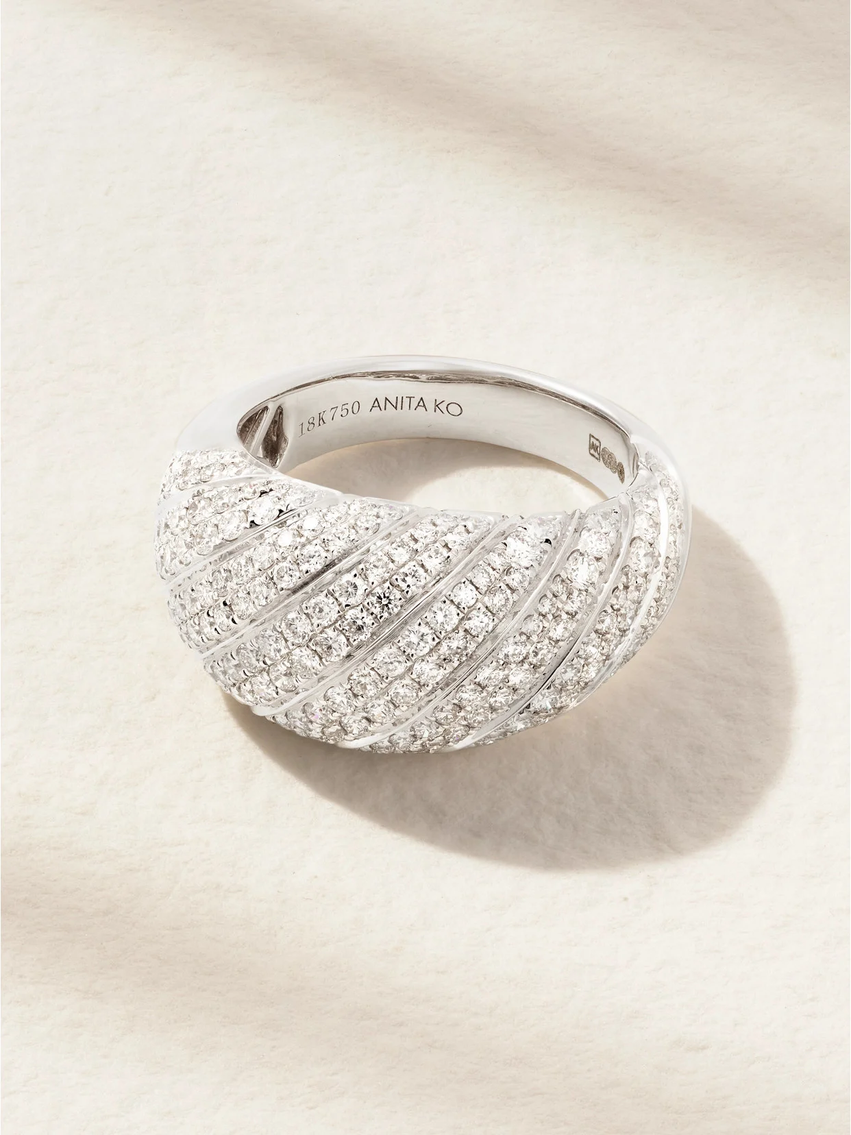 Domed 18-karat White Gold Diamond Ring - 1