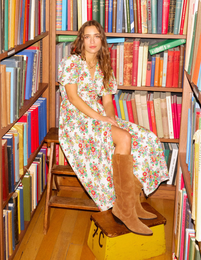 Lillian Cotton Midi Dress-Multi, Bouquet Cluster 3