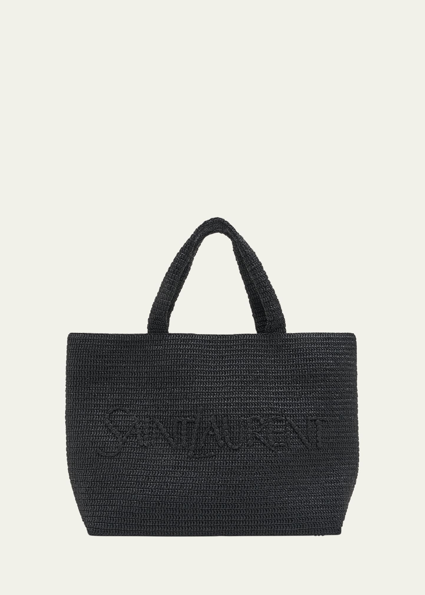 Men's Tonal Logo Raffia Tote Bag - 1