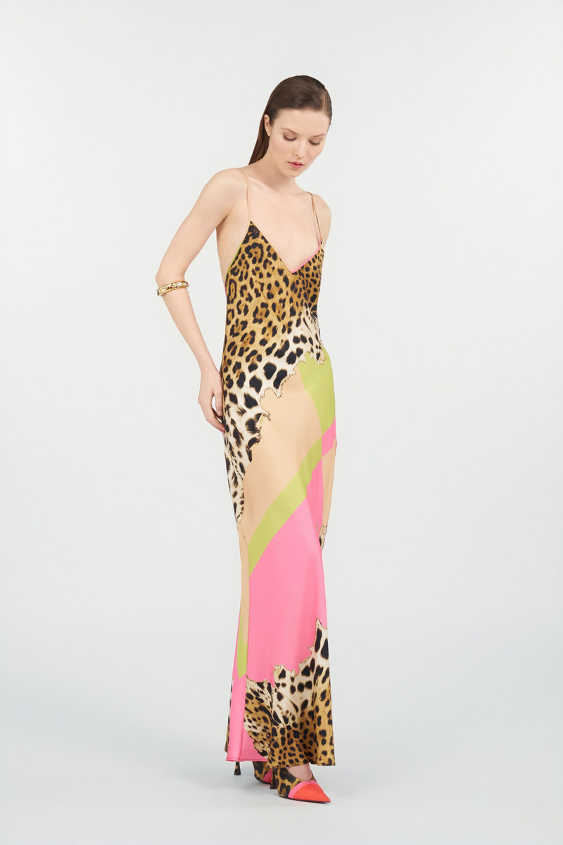 Long Silk Dress with Pop Horse Print 3