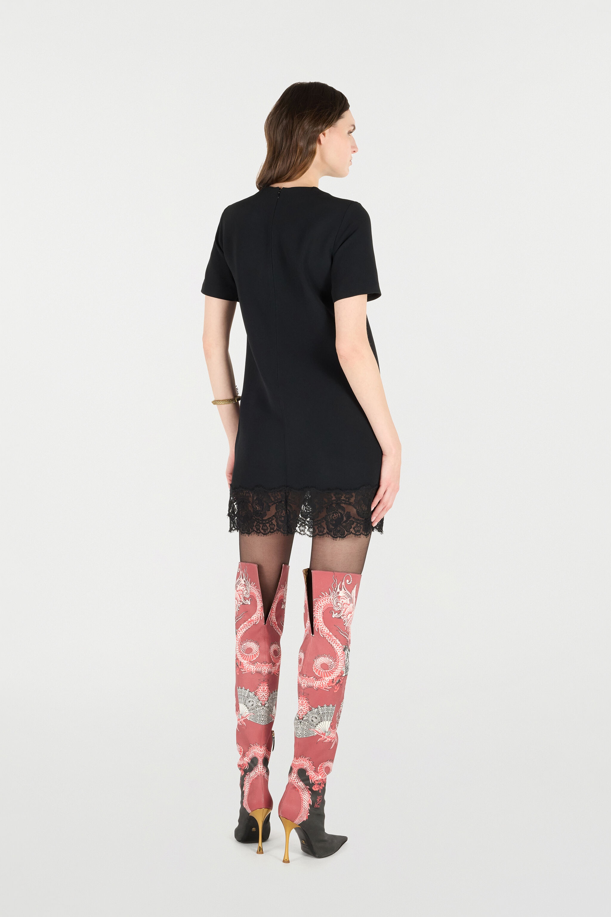 Mini Dress with Lace Hem - 4