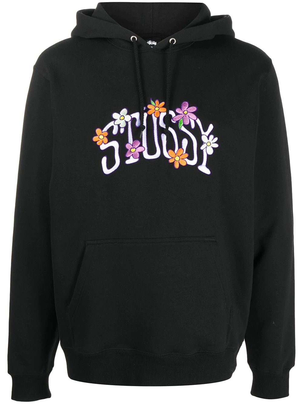 floral logo-embroidered hoodie - 1