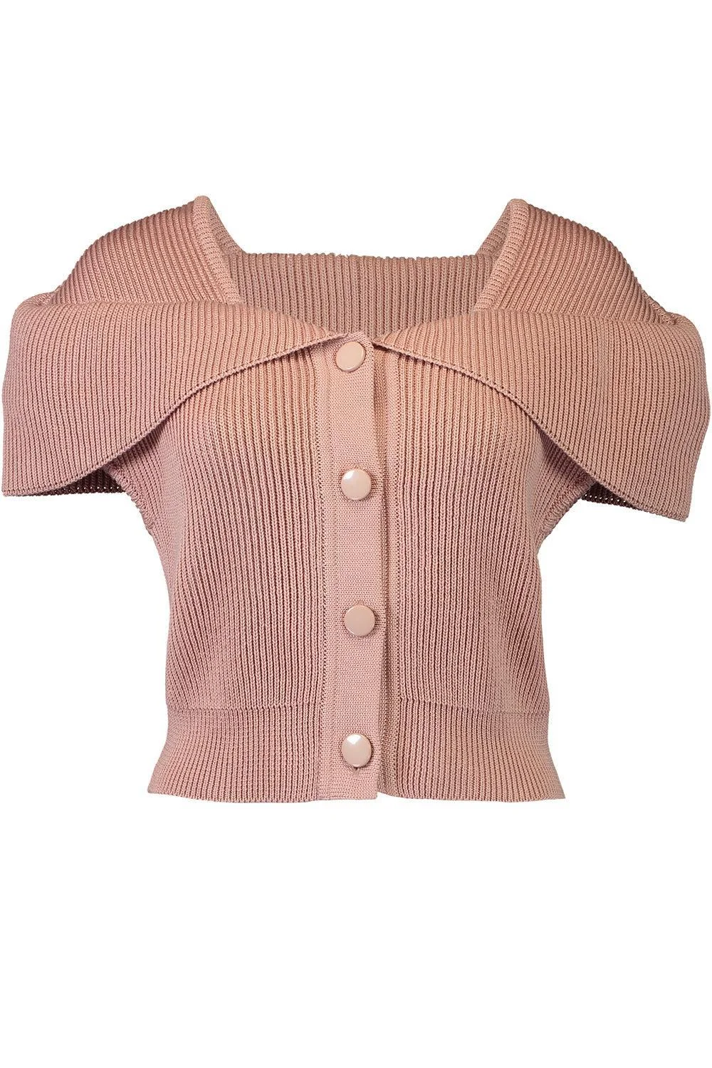 Foldover Button Knit Blouse - 1