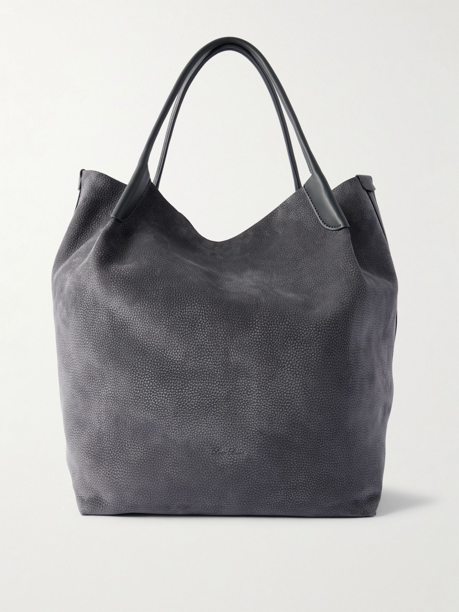 Bale Extra-Large Leather-Trimmed Full-Grain Nubuck Tote Bag Blue - 1