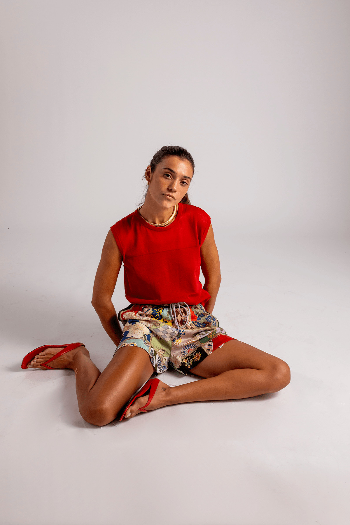 Anita Sleeveless Knit Top in Red - 5