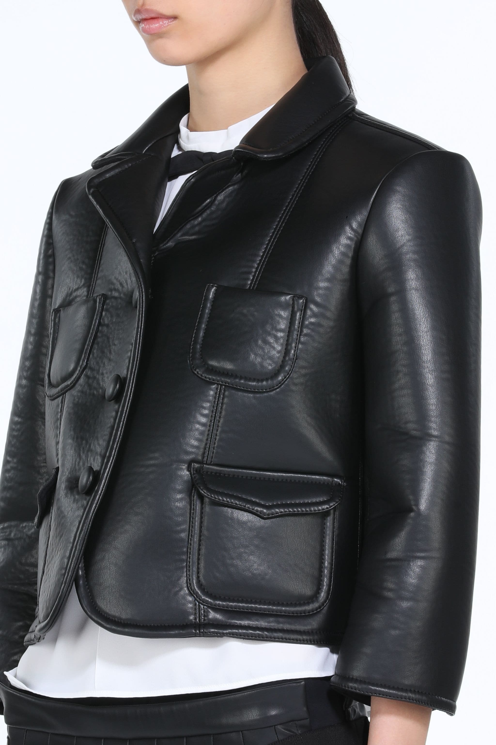 CROPPED SYNTHETIC-LEATHER JACKET - 5