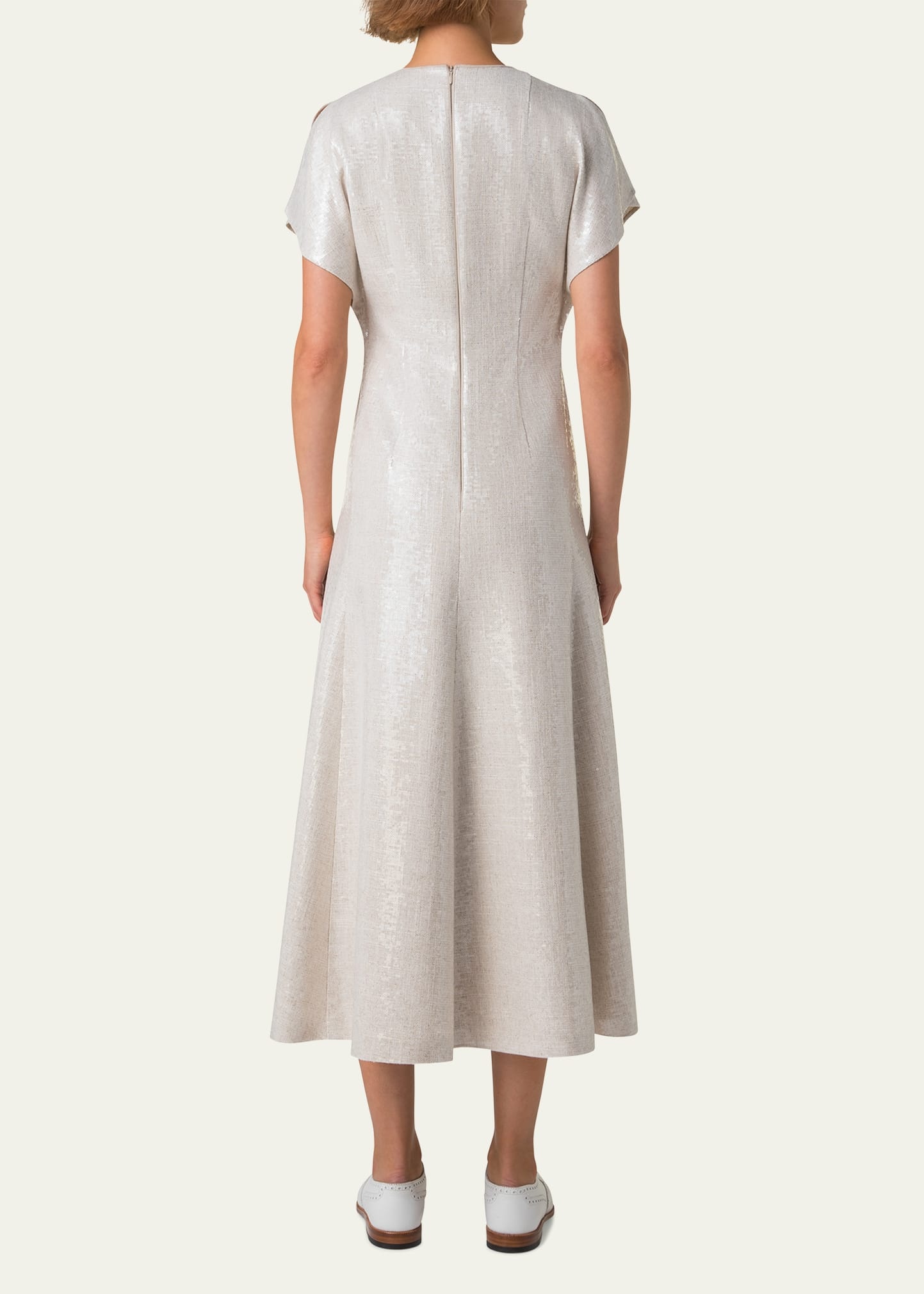 Sequined Viscose-Linen A-Line Midi Dress - 3