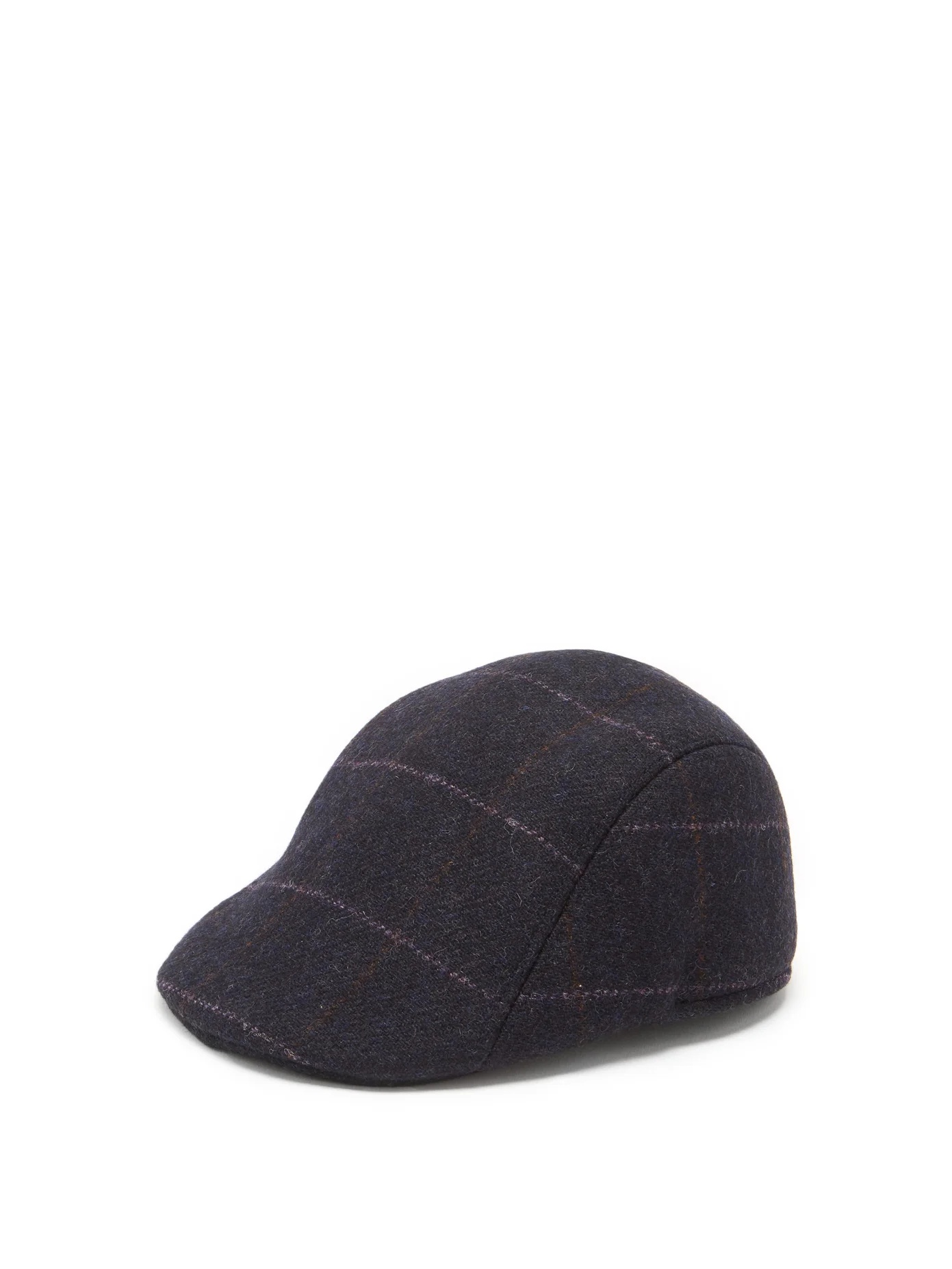 Windowpane-checked wool flat cap - 1