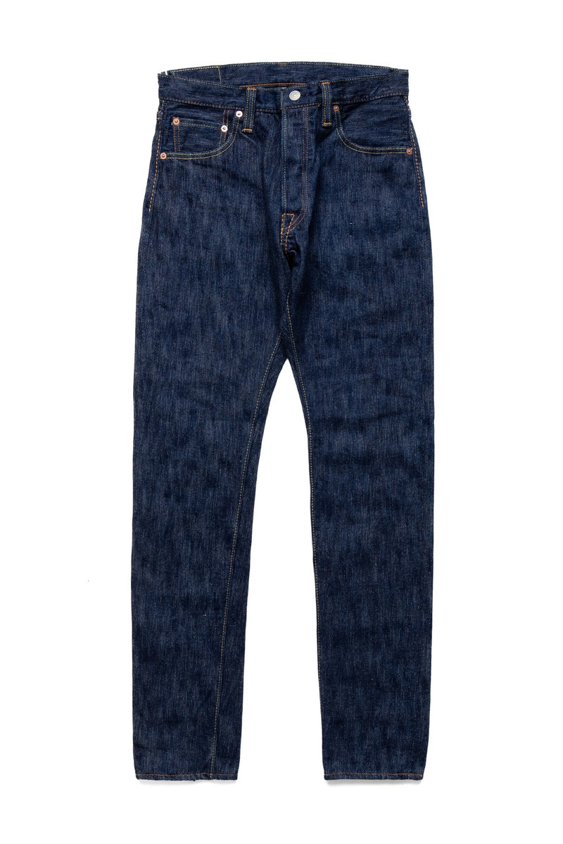 KS-15oz-019 Kasuri Denim Relax Tapered Jeans Blue In Green Version - 1