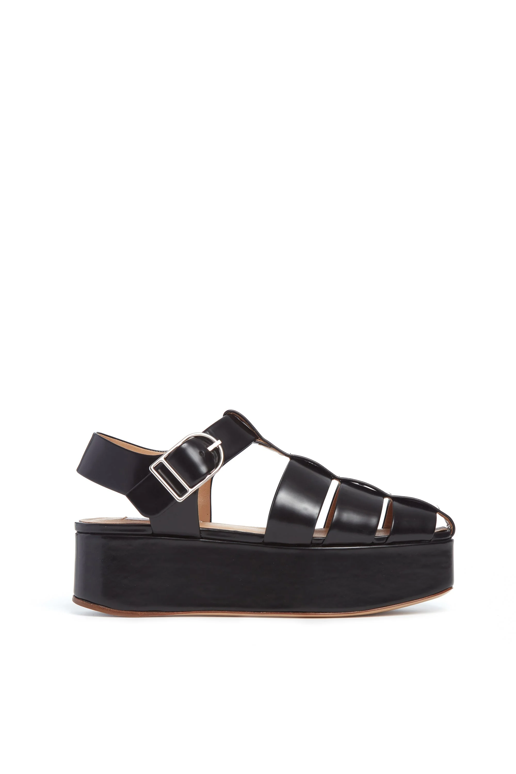 Mila Plateau Sandal in Black Leather - 1