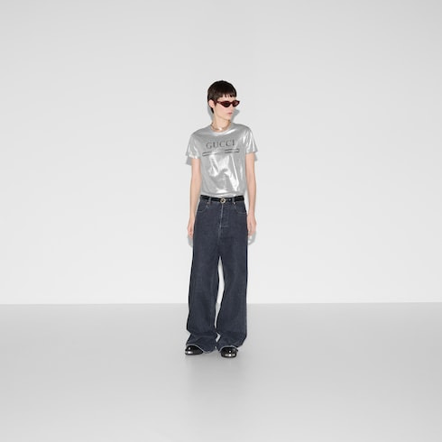 Printed laminated cotton T-shirt - 2