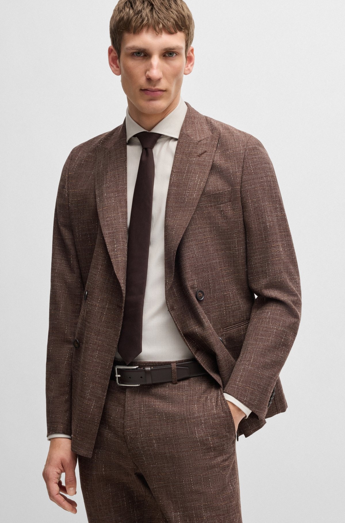 SLIM-FIT SHIRT IN A STRUCTURED COTTON BLEND - 6