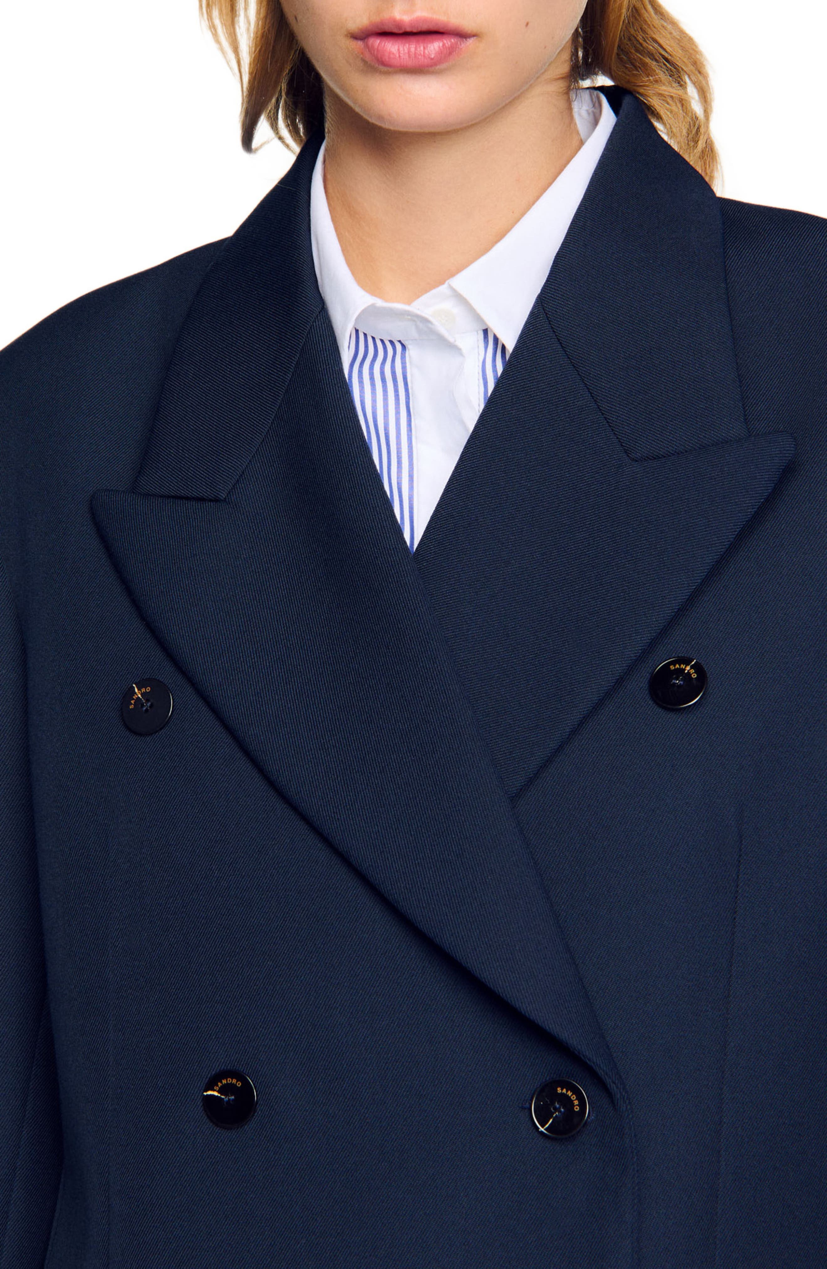 SANDRO Wool blend suit jacket in Navy Blue at Nordstrom - 4