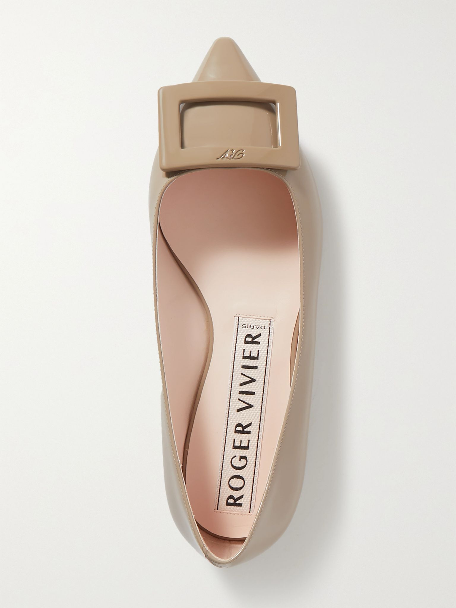 Gommettine patent-leather point-toe flats Taupe - 5