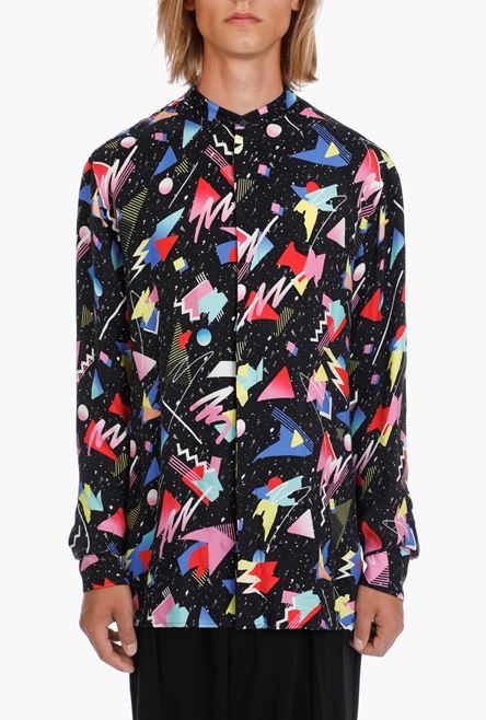 Oversized cuprammonium rayon shirt with multicolor print - 6
