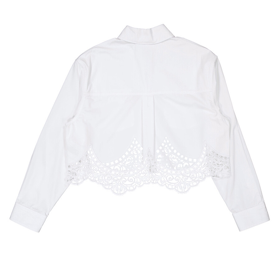Burberry Cropped Macrame-Lace Shirt - 7