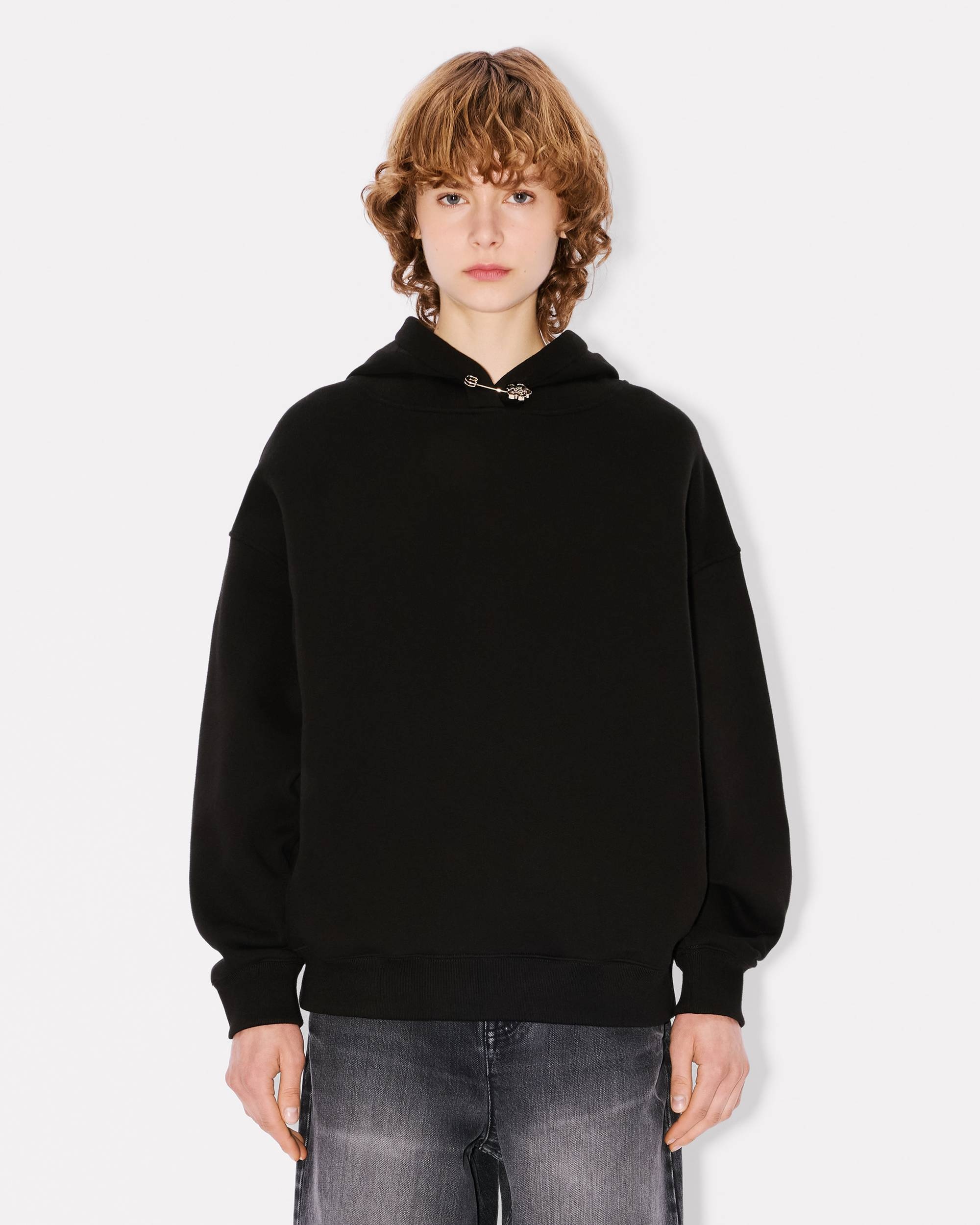 'Boke Flower' pin oversized hoodie in cotton - 3