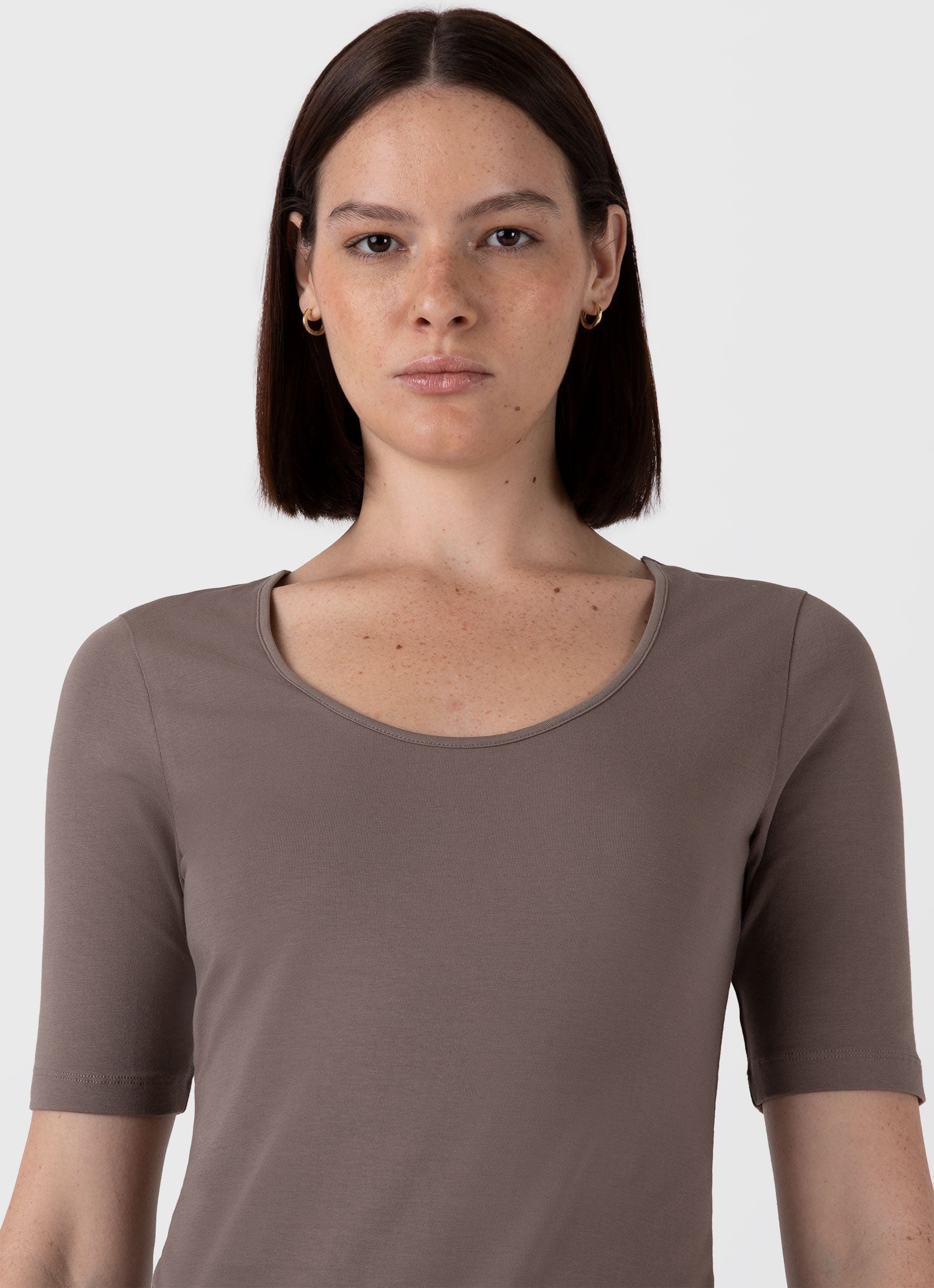 Stretch Cotton Scoop Top - 4