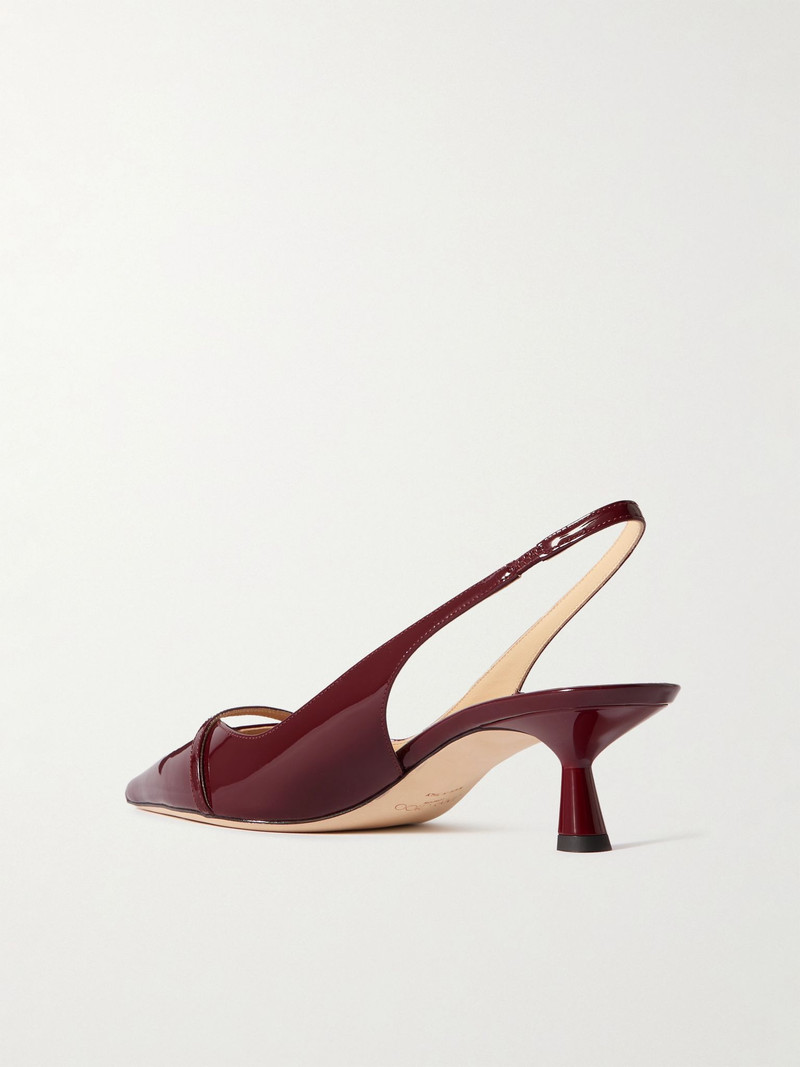 Amita 45 faux pearl-embellished patent-leather slingback pumps Burgundy 3