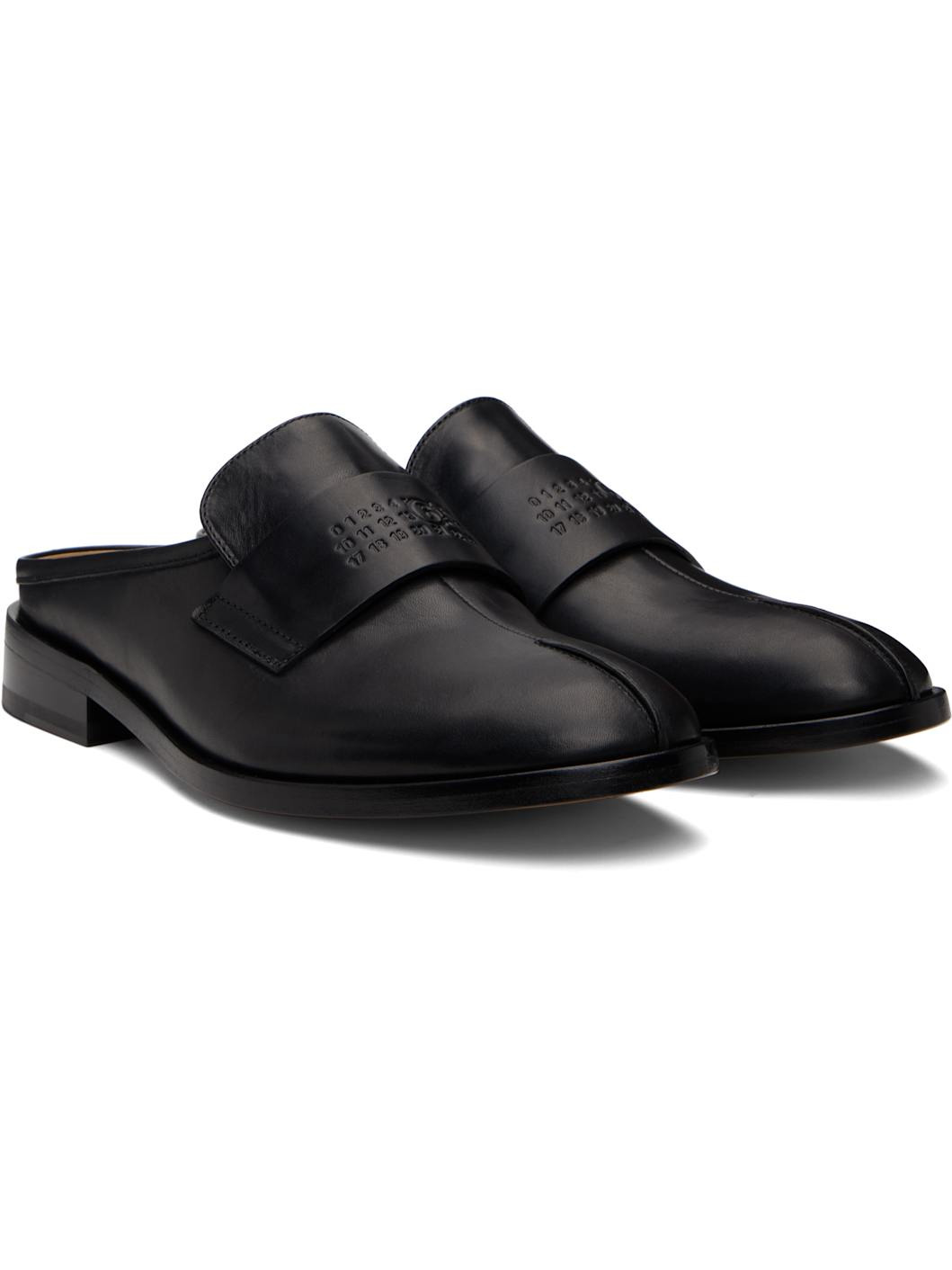 Black Embossed-Logo Loafers - 4